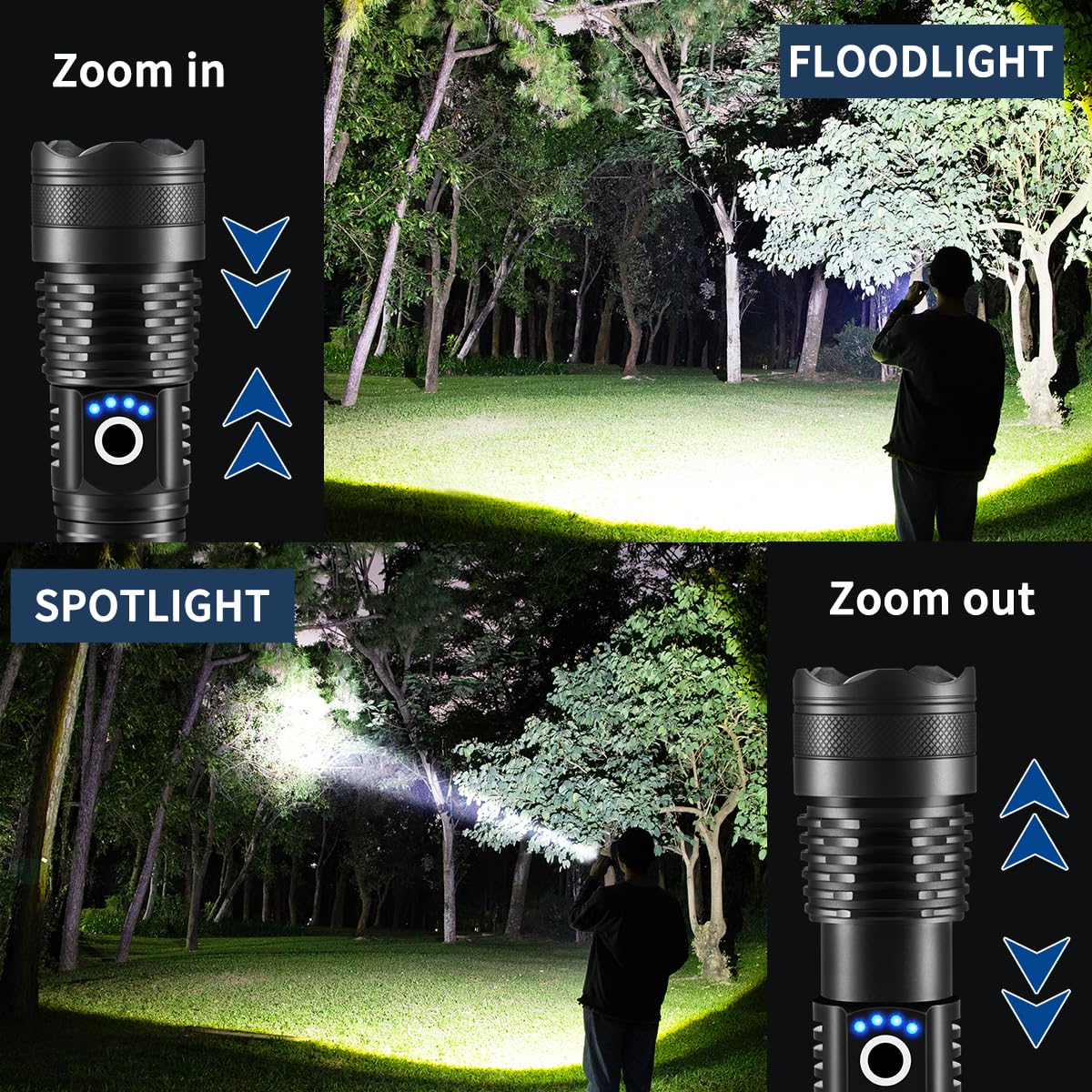 Flashlights High Lumens Rechargeable, 2Pack Rechargeable Flashlights, 990000Lm Super Bright Flashlight, 5Mode Tactical Flashligh