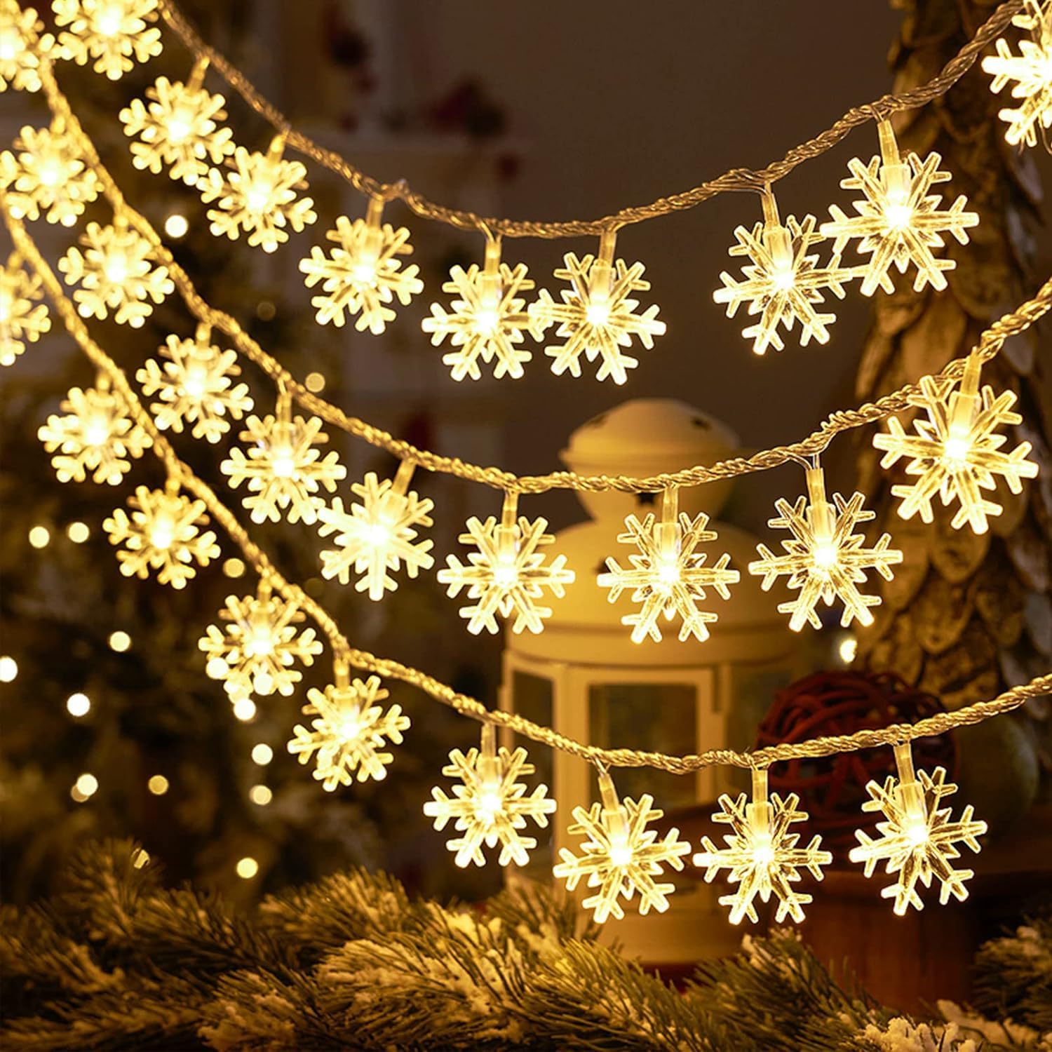 PESCA Snow Flake String Lights for Indoor Outdoor Decoration Diwali Light for Party Birthday Diwali Christmas Navratri Valentine