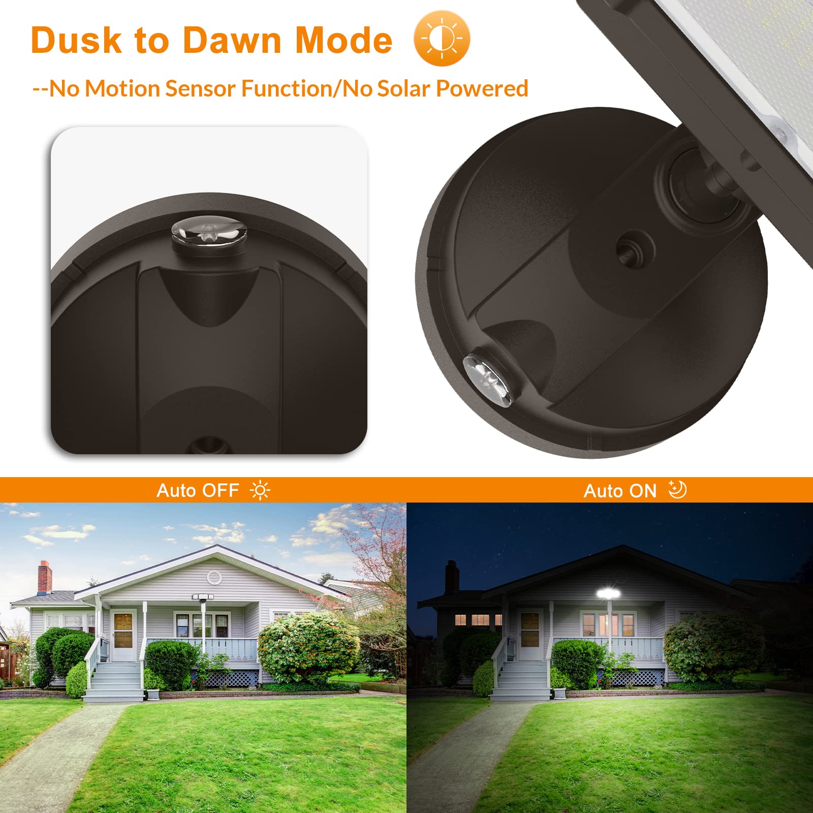 LEPOWER 3500LM Dusk to Dawn LED Security Light, 35W Flood Light, 3 Heads, IP65 Waterproof, Brown, Model YY02B-BR