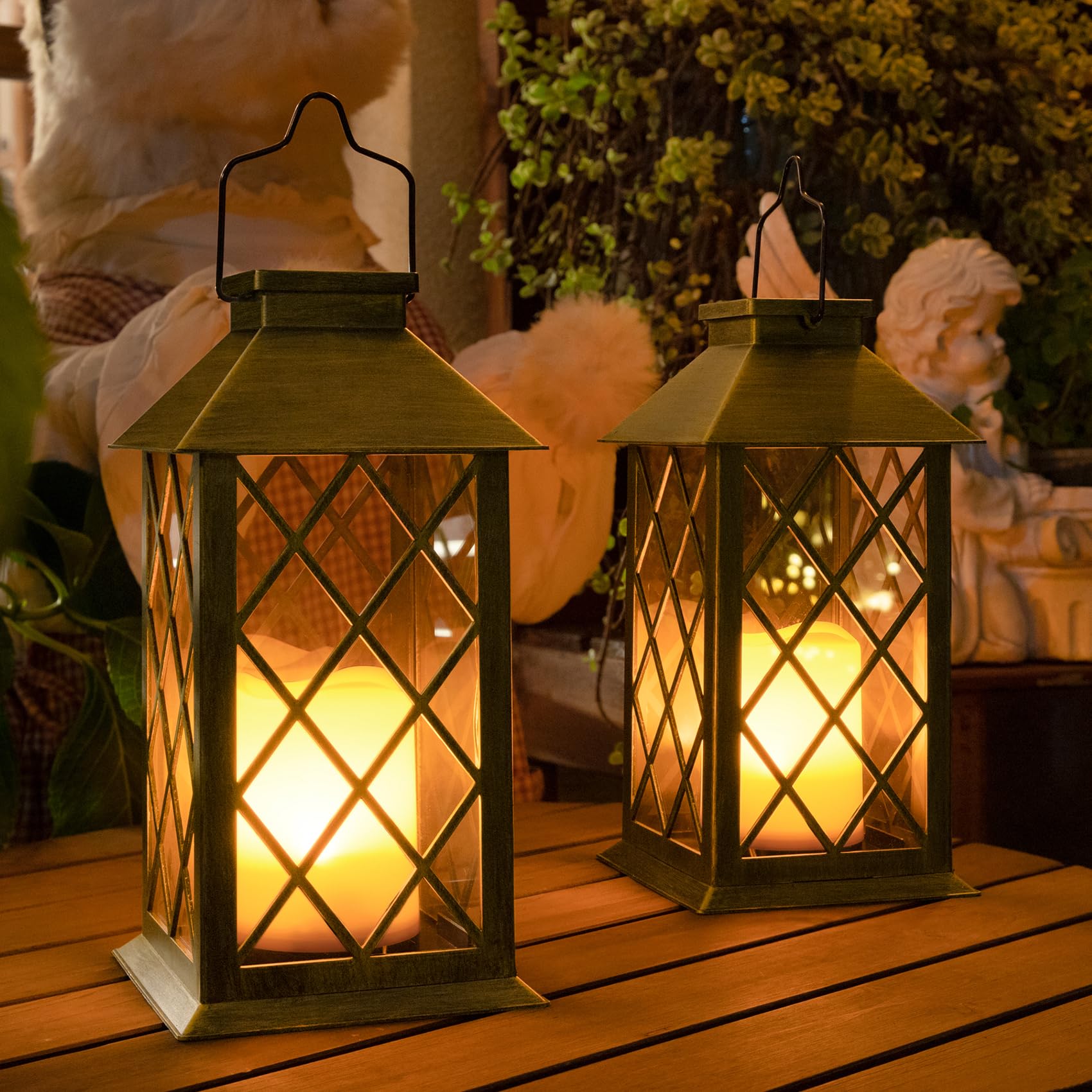 TAKE ME Solar Lanterns Outdoor Waterproof Garden Lanterns Metal Leaf Pattern Mothers Day Gifts Mom Wife Grandma(1)
