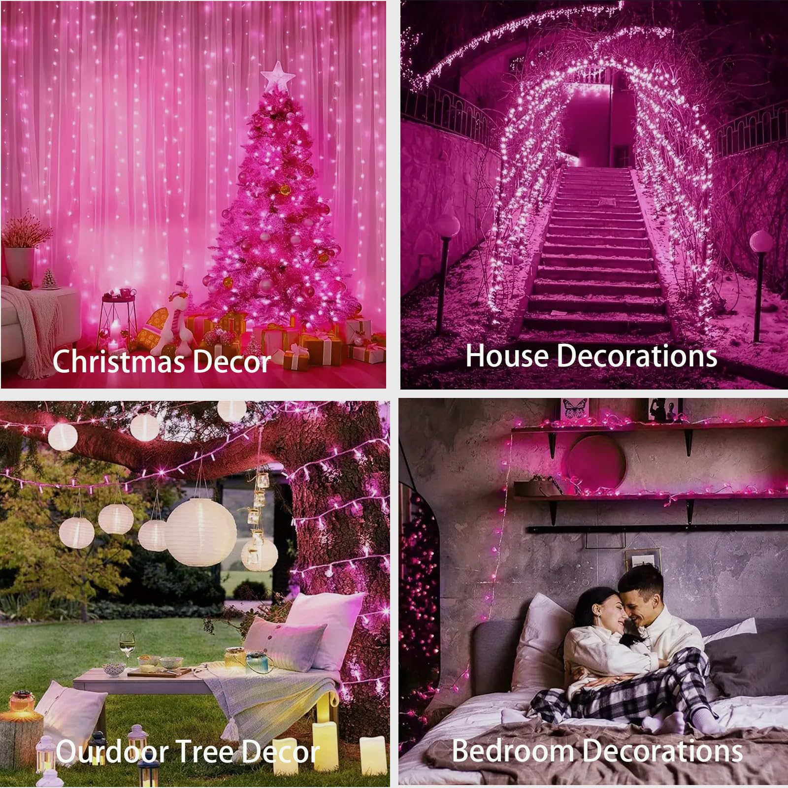 Jacuxlss Pink Valentines String Lights Decorations, Connectable 33 Feet 100 Led Plug In Decorative Fairy Aesthetic Light With 8