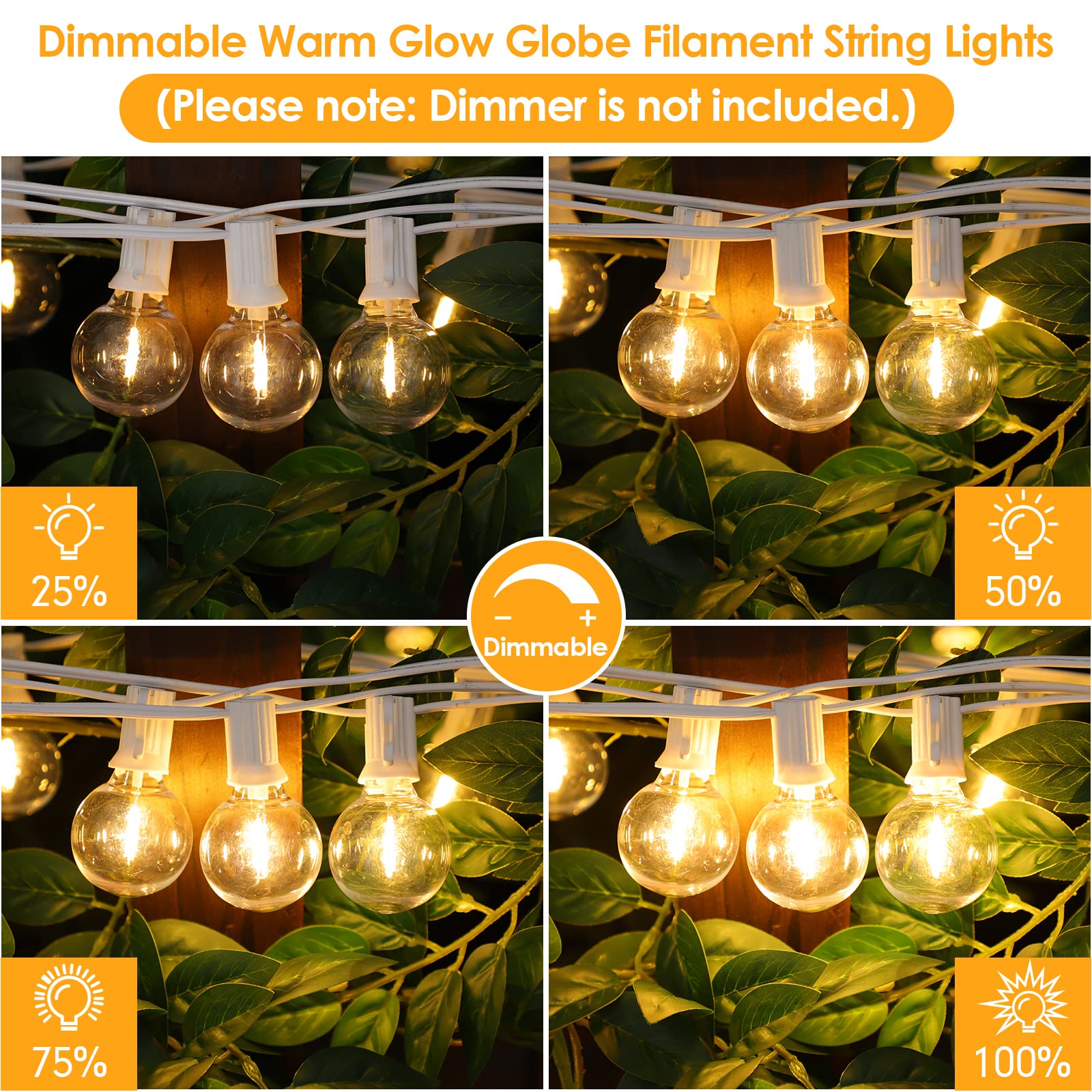 Mlambert 150Ft(3X50Ft) Outdoor String Lights, Connectable G40 Globe Patio Lights Connectable With 75+6 Led Plastic Bulbs For Out