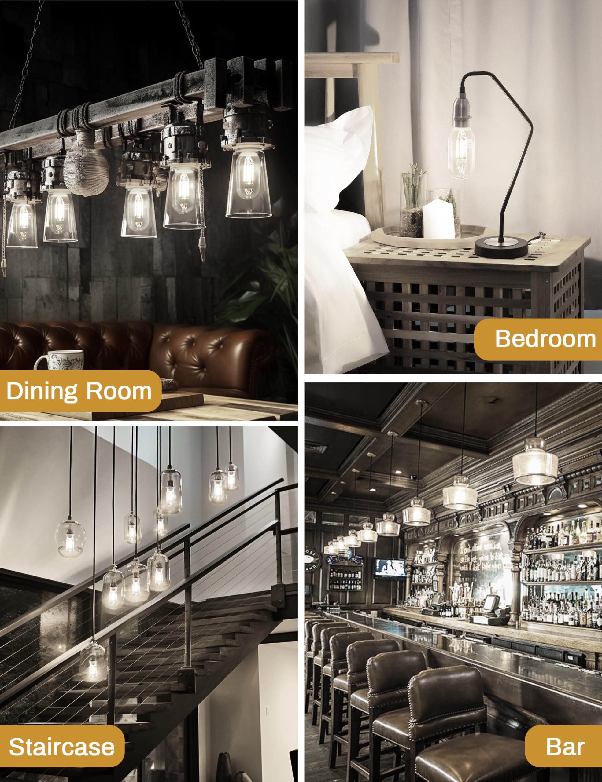 Doresshop 6 Pack Led Edison Bulbs, 4W Edison Light Bulbs, Antique Led Filament Bulbs 40W Equivalent, E26 Base,T45 Led Bulb With Clear Glass,Daylight 4000K, Non Dimmable,Great For Home,Bedroom,Office