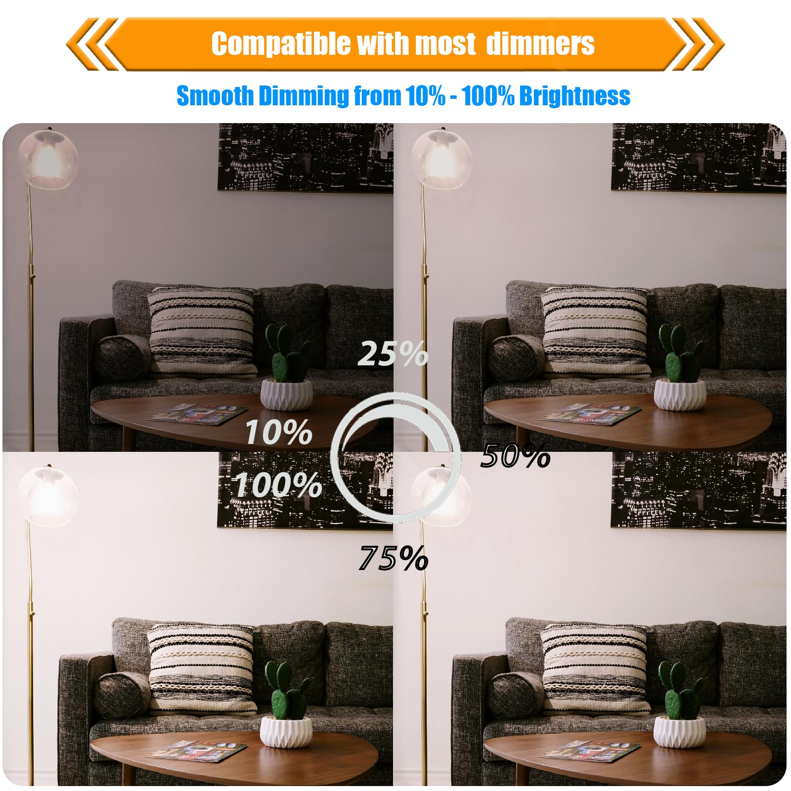 winsaLED Dimmable LED Bulb 60W Equivalent, Vintage E26 Base, 5000K Daylight, 6W, 800LM, 12 Pack, Glass
