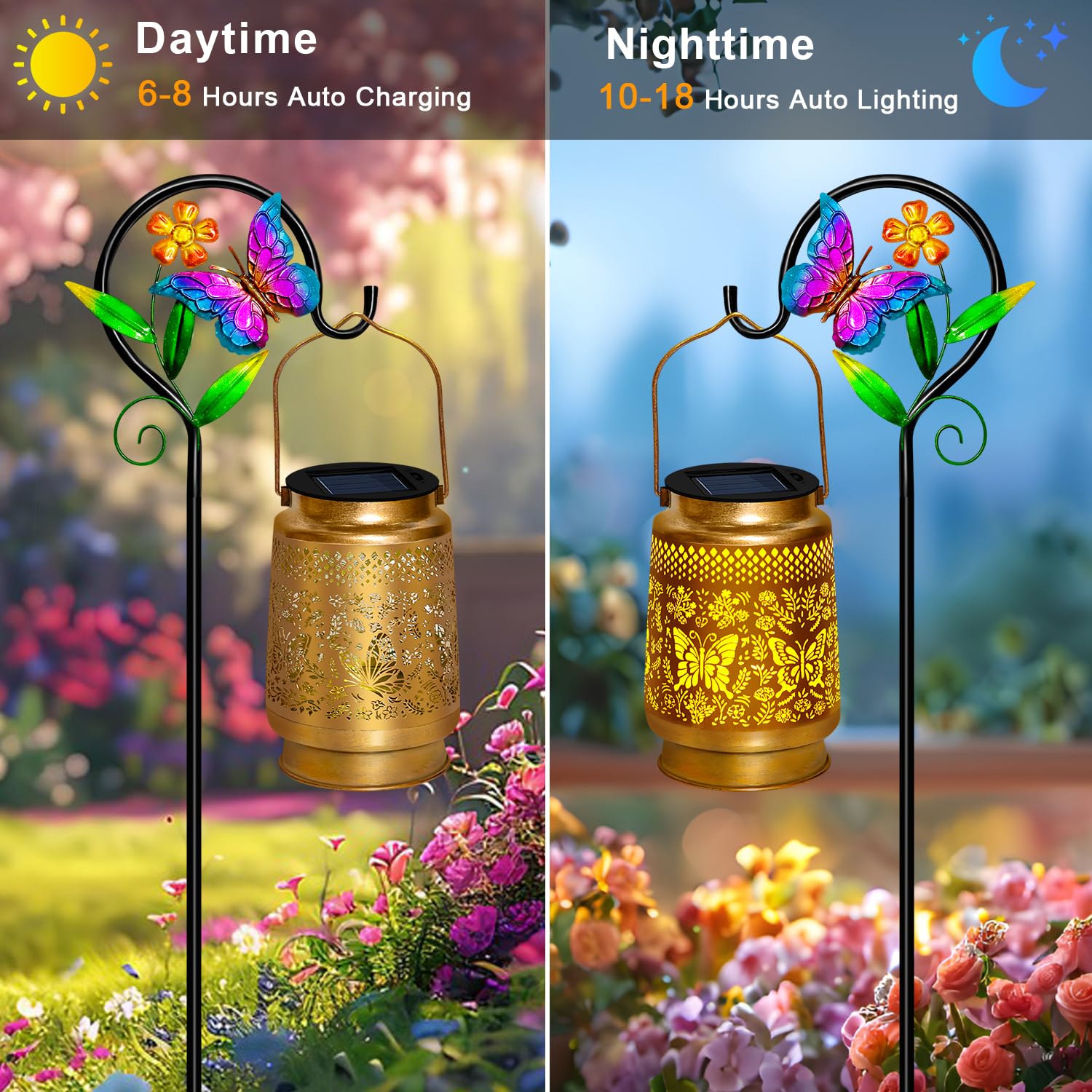 Tedof Solar Lanterns Outdoor Waterproof,Butterfly Solar Lights Garden Decor Gifts For Mom Women Grandma Decoration Outside For Y