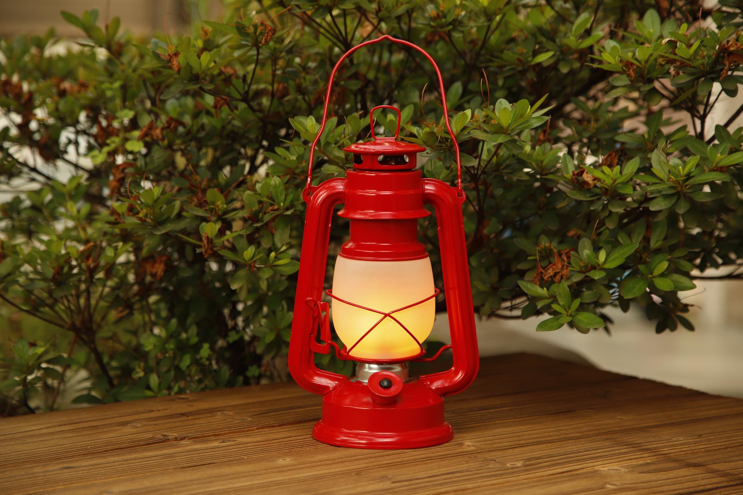Yakii Led Vintage Flame Lantern - Metal Outdoor Hanging Lantern, Battery Operated, Red, Pack Of 2, Model Lp023F-R-2
