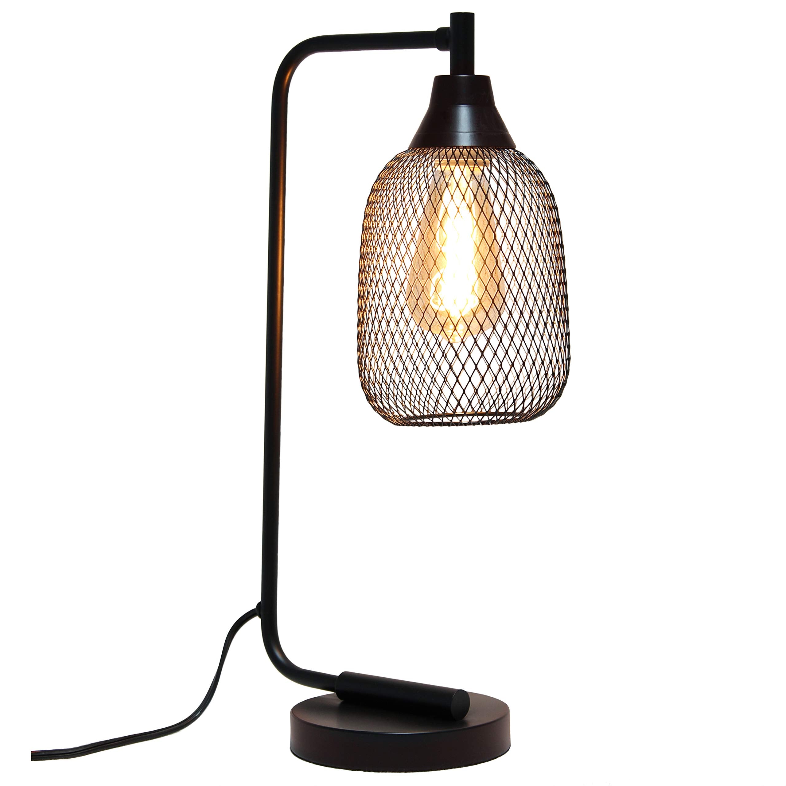 Simple Designs LD1060-BLK Table Desk Lamp, Mesh Wire, Iron, Matte Black
