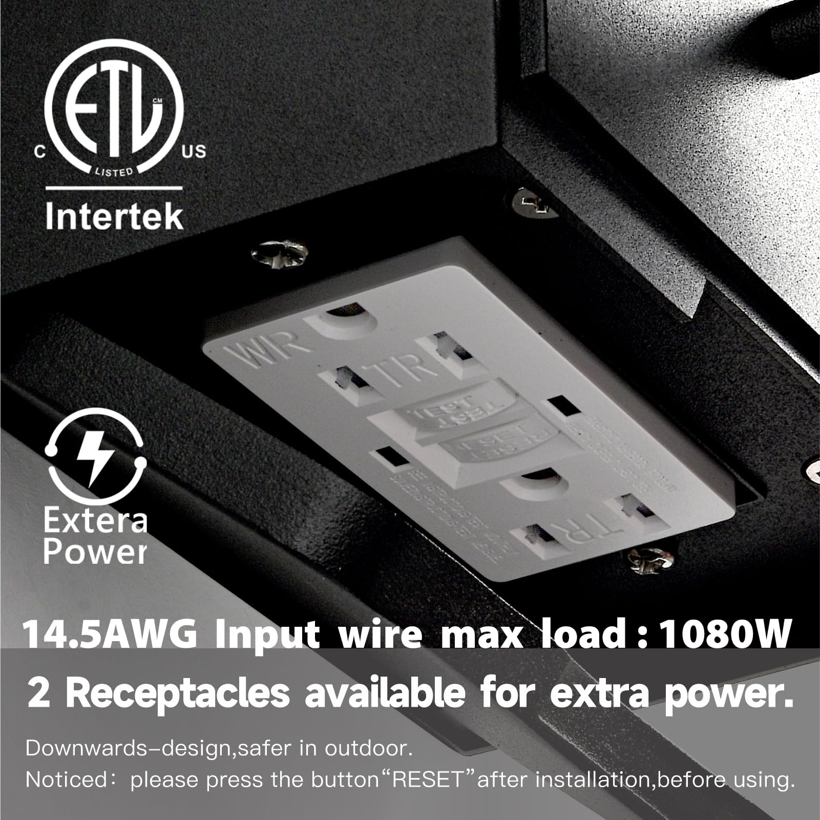 JOKAONOTL Dusk to Dawn Motion Sensor Outdoor Lighting Waterproof Outside Porch Lights with GFCI Outlets Exterior Lighting Fixtur