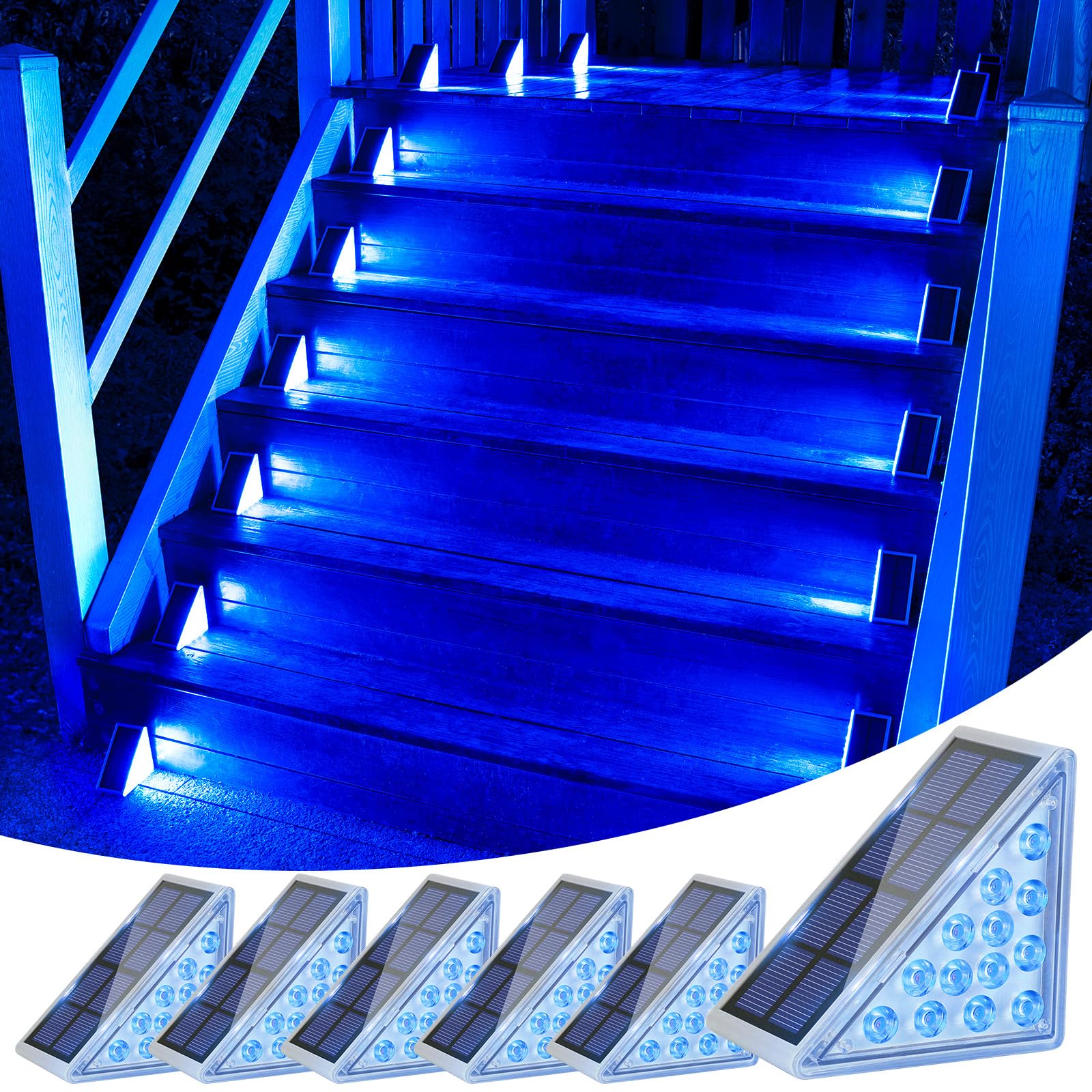 VOLISUN Solar Stair Lights 6 Pack, Solar Step Lights Outdoor Waterproof IP67, LED Outdoor Step Light,Outdoor Light Decor for Gar
