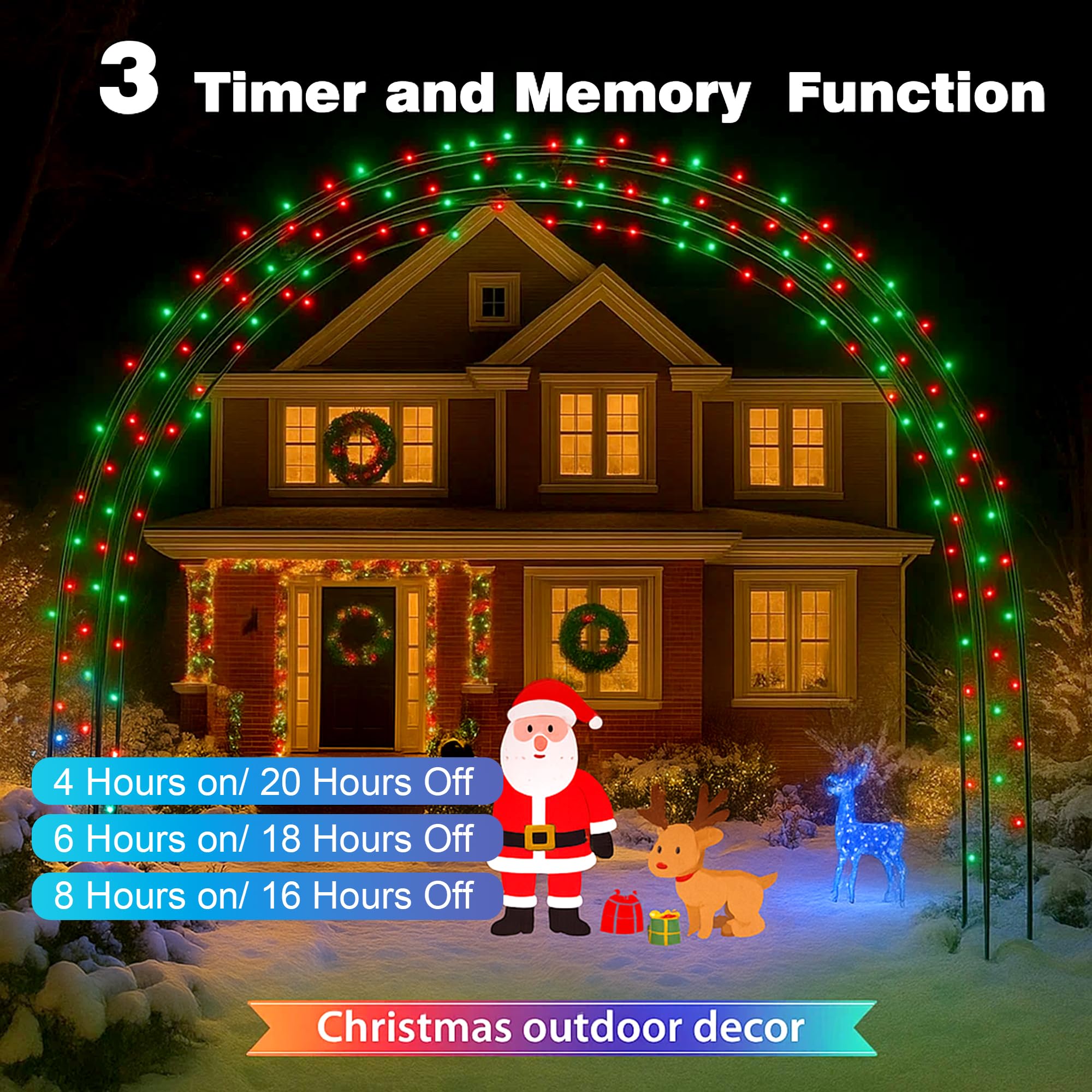 Domolli Christmas Lights 500Led 164Ft  Waterproof Christmas Tree Lights With 8 Modes  Remote Control 3 Timers & Memory Function Xmas Decorations For House And Holiday (Red And Green)