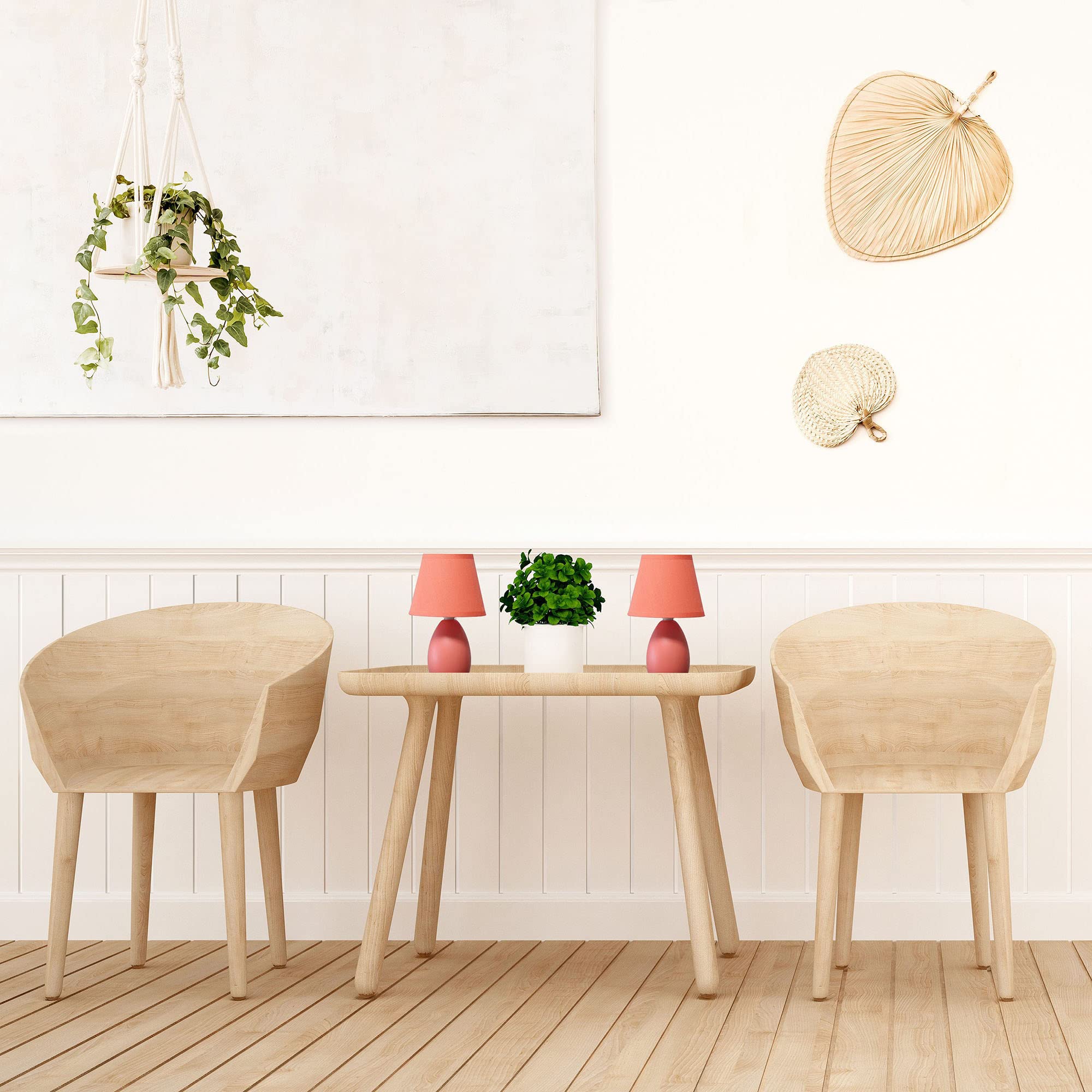 Creekwood Home 9.45" Ceramic Bedside Table Lamp Set With Drum Shade - Orange