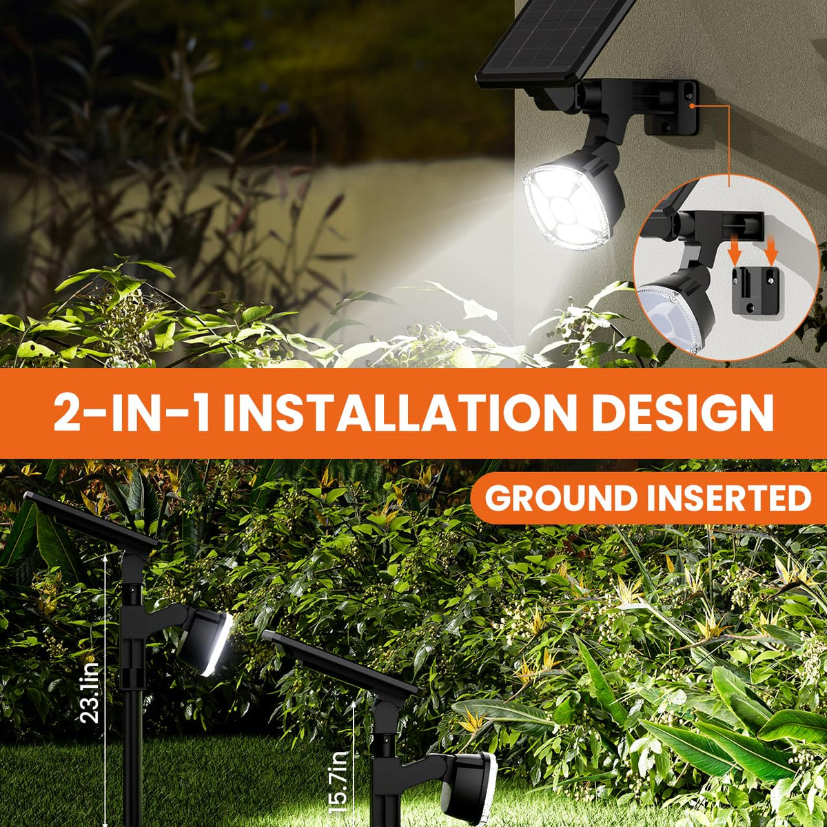 Bitpott BITPOTT Solar Spot Lights Outdoor Waterproof IP67, 36 LED 3 Lighting ...