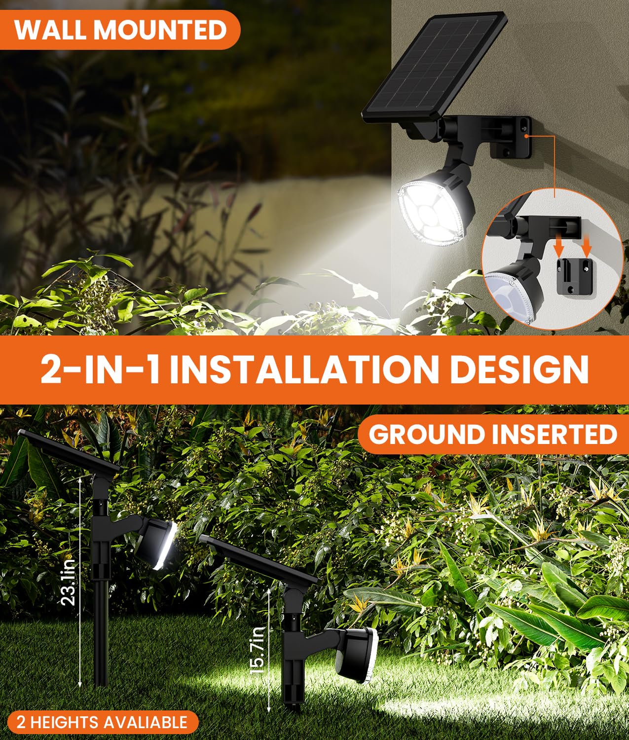 Bitpott Solar Spot Lights Outdoor Waterproof Ip67, 36 Led 3 Lighting Modes Solar Flood Lights, 2-In-1 Wall Lights Solar Lights O