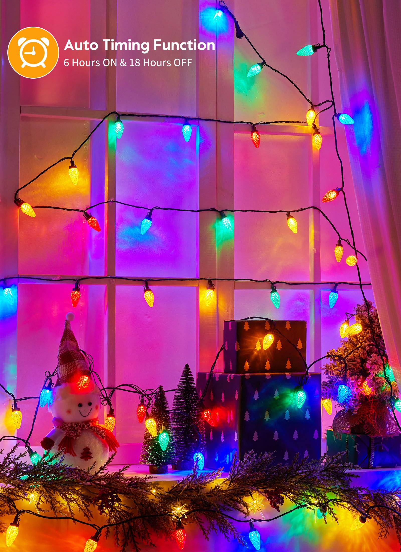 C9 Christmas Lights Outdoor  114 Feet 150 Led C9 String Lights With Timer & 8 Light Modes  Waterproof Commercial Grade Connectable Christmas Tree Lights For Indoor Outside Roofline Patio  Multicolor