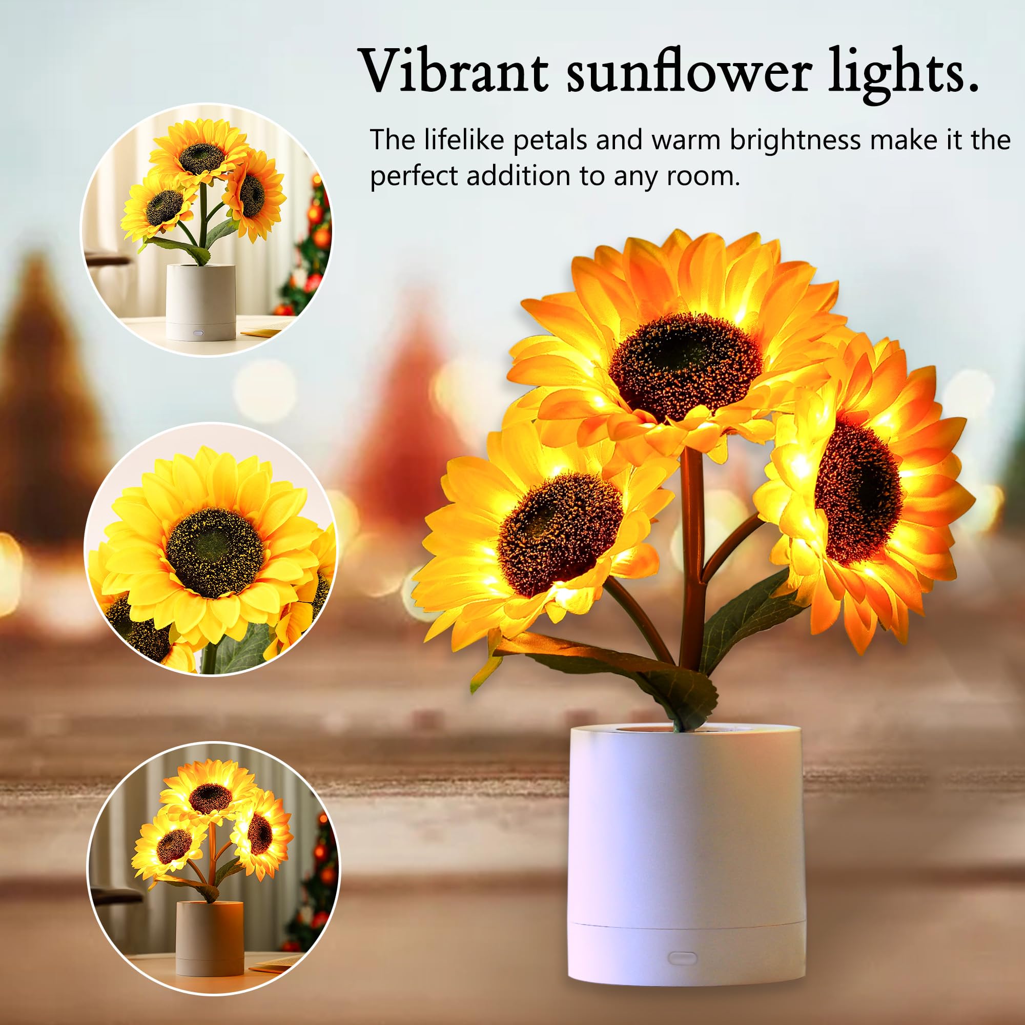 Hibeauti Sunflower Led Lamp For Women, Ideal For Bedroom Decor, Sunflower Gifts For Mom Grandma Teacher Aunt Girlfriends Coworker Friend Wife Anniversary Birthday Christmas