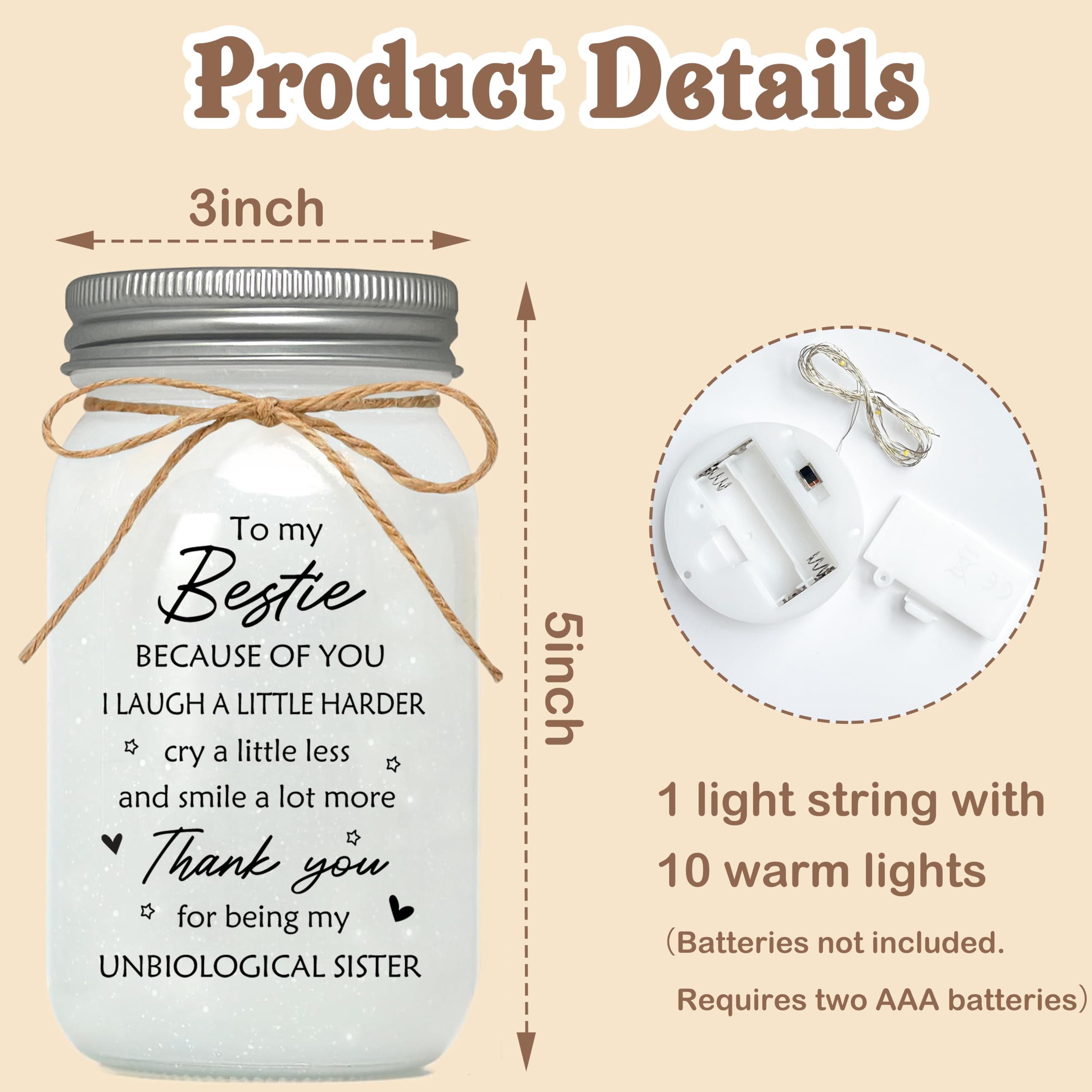 Le Xiaoxi Best Friend Birthday Gifts For Women  Mason Jar Night Lights - Christmas Mother S Day Birthday Gifts For Women Friendship