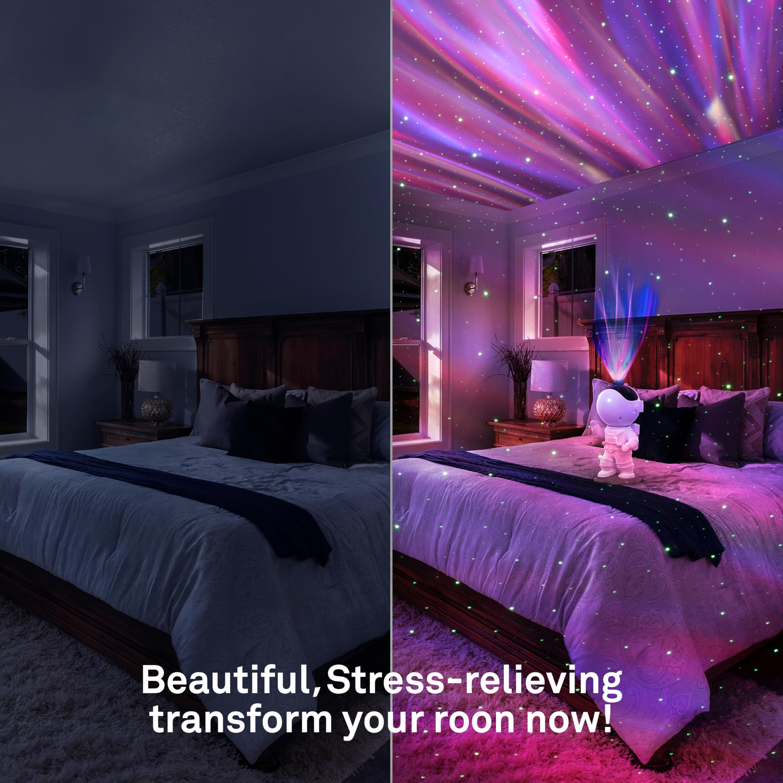 Itayak Astronaut Northern Lights Star Projector with Timer & Remote - White Galaxy Night Light for Kids & Adults Room Decor