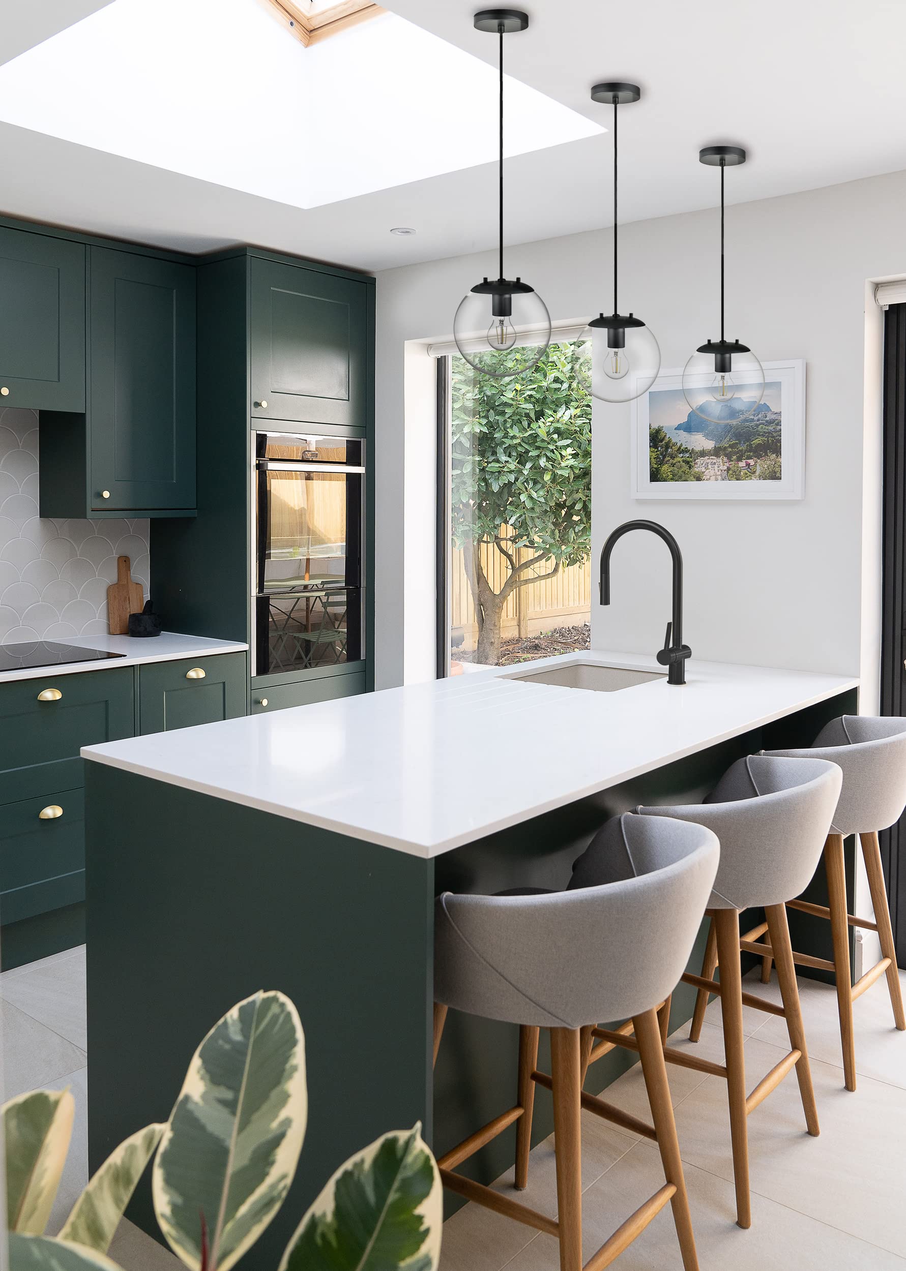 Linea Di Liara Sferra Modern Large Glass Pendant Light Kitchen Island Black Pendant Lighting Clear Glass Globe Pendant Light Mid