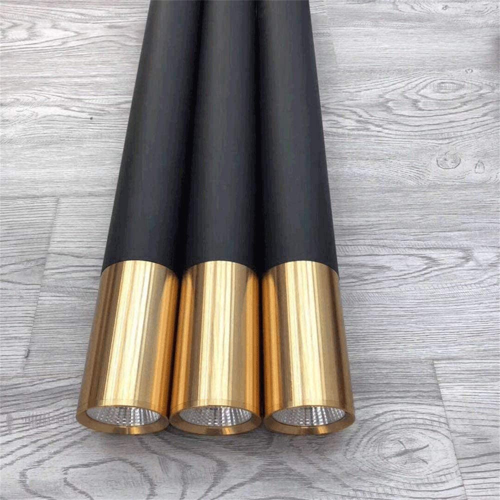 Hobaca GU10 Pendant Light, Black Gold Metal, 6CM Diameter, 30CM Length, Ideal for Kitchen Island, Dining Room, Bedroom, Bar