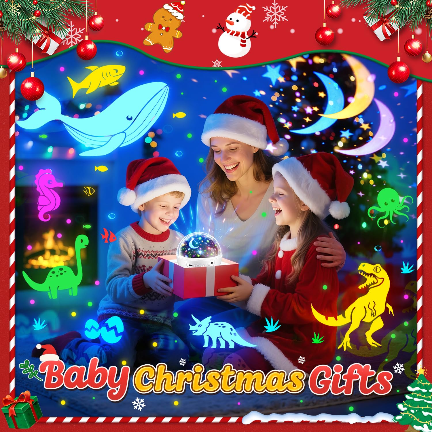 Coolnight Christmas Room Decor  93 Lighting+3 Films Christmas Projector Christmas Stuff  Remote+Dimmable+360?Slient Nightlight For Baby Nursery  Christmas Room Decorations  Moon Projector (White)