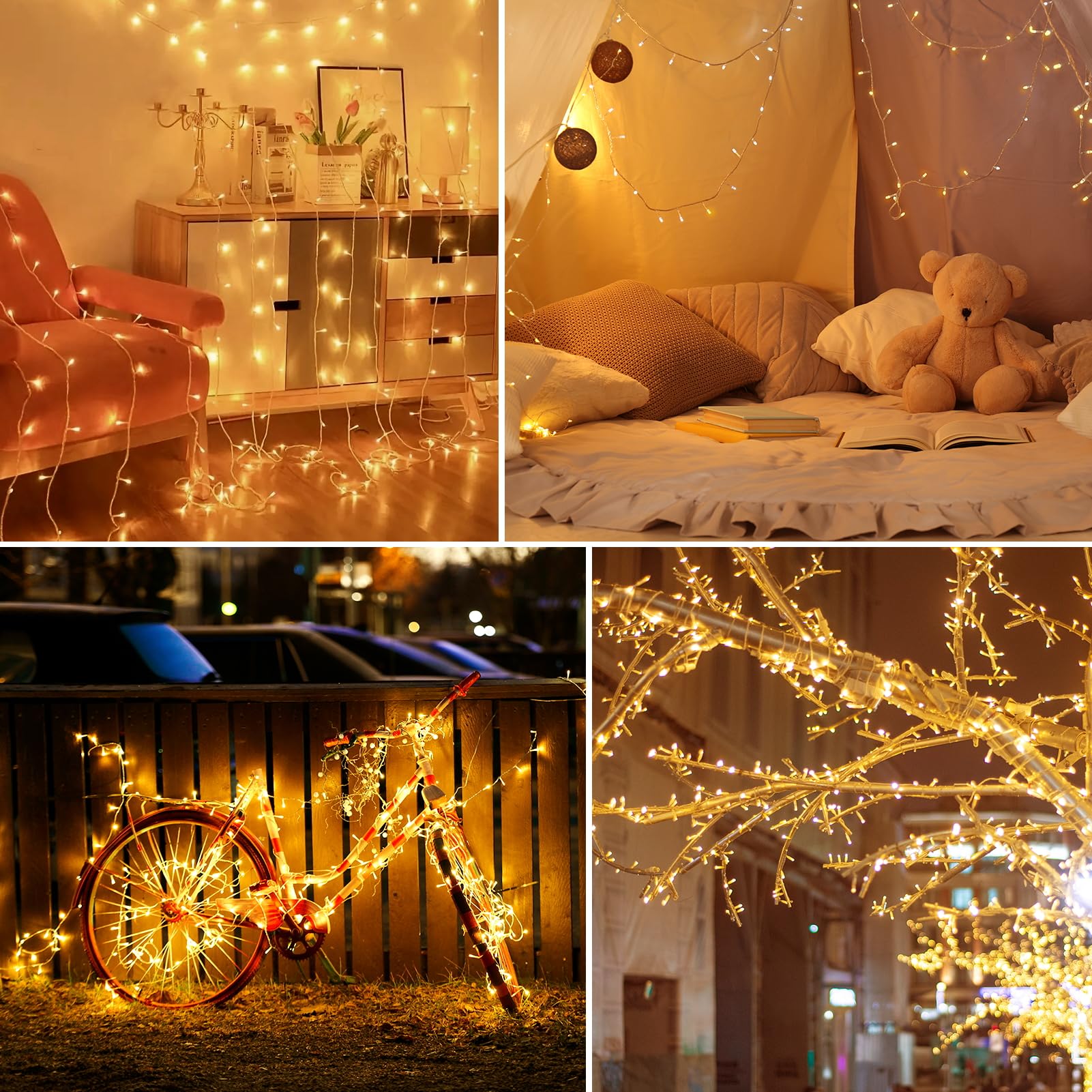 4 Pack String Lights Battery Operated, 13.2Ft 40 Led Clear Wire Fairy String Lights, Christmas Twinkle Fairy Lights Outdoor For