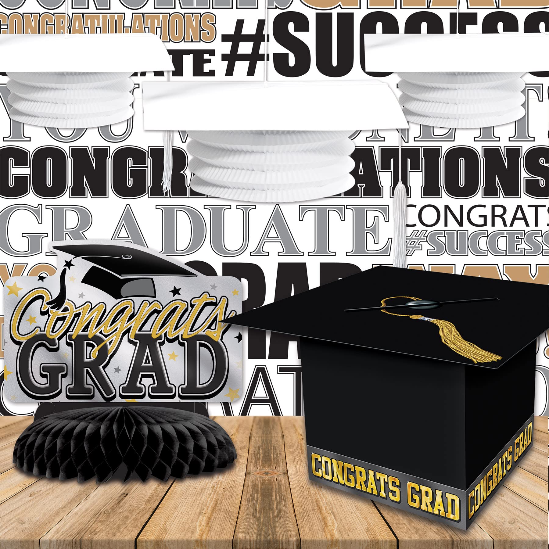 Grad Cap Paper Lanterns, White