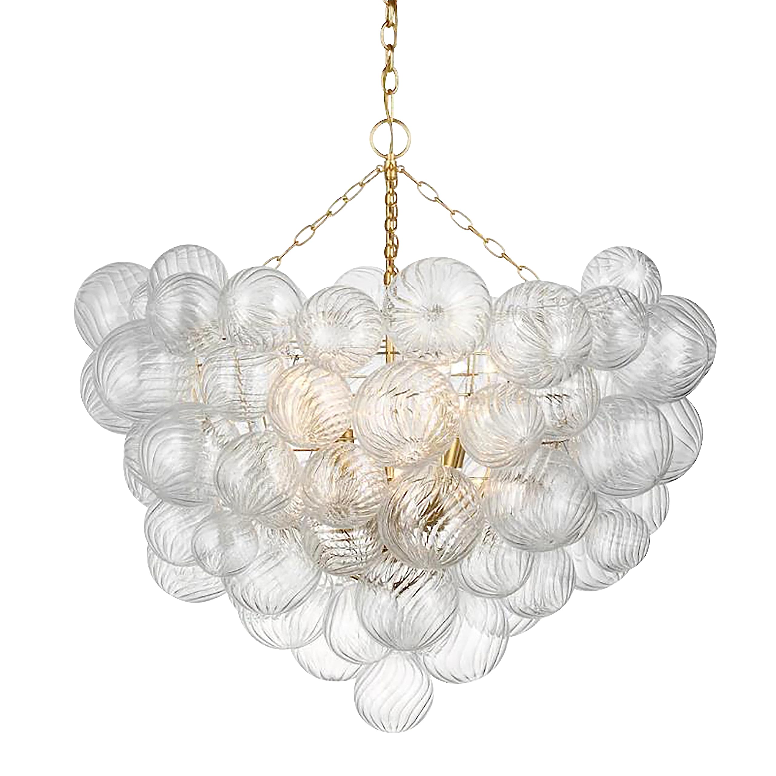 Longree Nordic Bubble Ball Swirled Glass Chandelier, Dia 36 Inch Gild Gold And Clear Blown Glass Large Pendant Light Fixture For