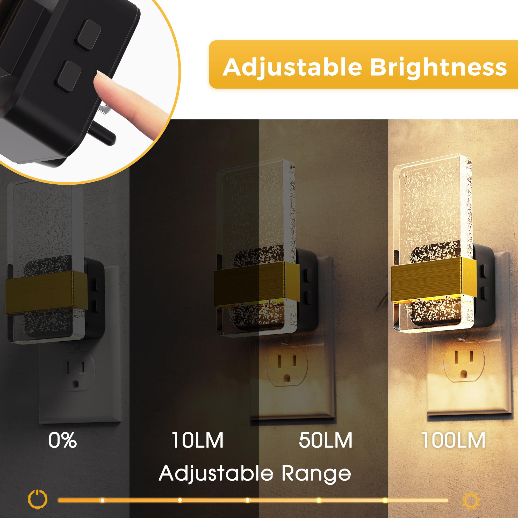 L LOHAS LED Night Light, 2 Pack Dusk to Dawn Sensor, 3CCT Adjustable Color Temperature, Model A-GY141-08US-2, Bubble-3CCT