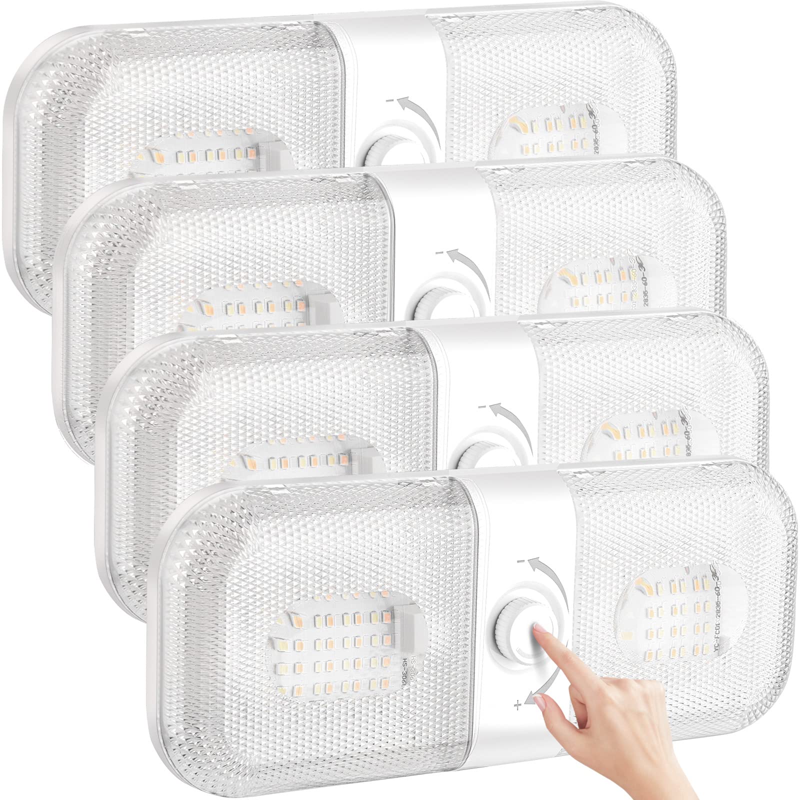 LILTSDRAE RV Lights Interior 1700LM LED Dome Light, 3 Color Options, 12V, 120 LEDs, Crystal Finish, 4PCS