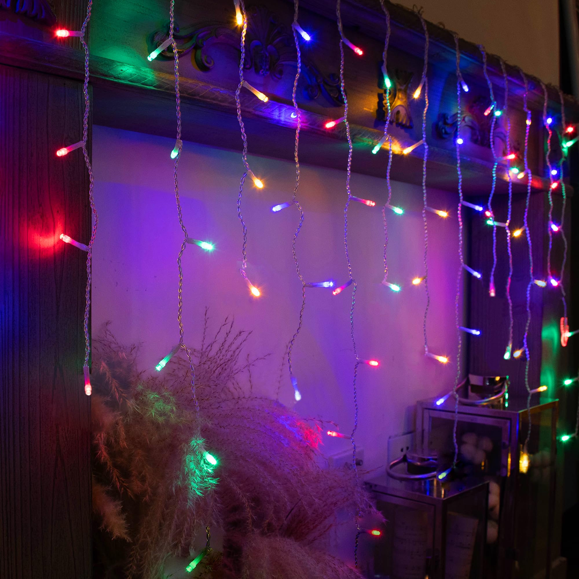 YOLIGHT Icicle String Lights 13ft 96 LED Multi-Color Twinkle Lights for Indoor/Outdoor Decoration, Model YL-96-CL