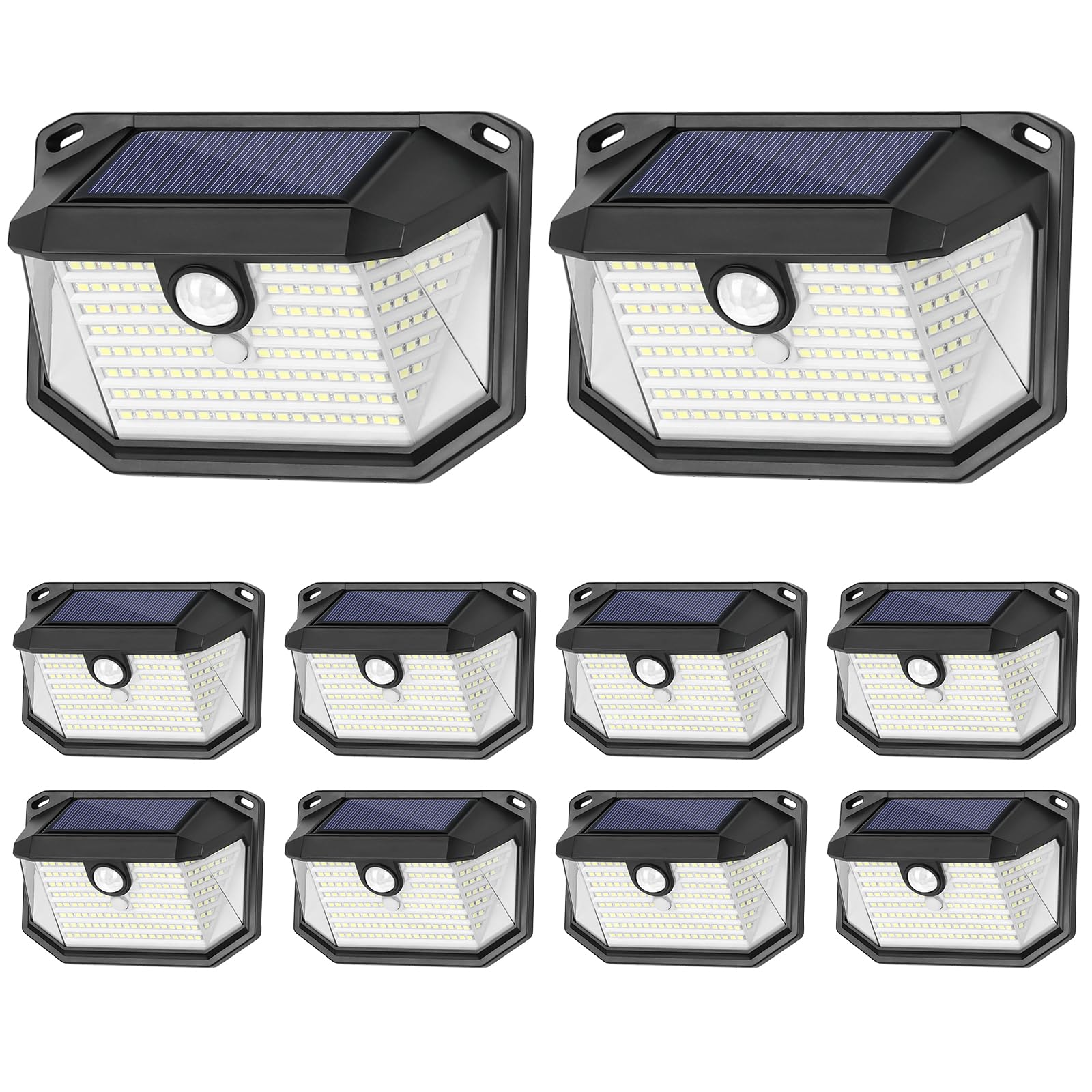 Solar Outdoor Lights, 10-Pack Super Bright 178 LEDs Motion Sensor Wall Light with 270? Wide Angle & 3 Modes, Waterproof Solar Po