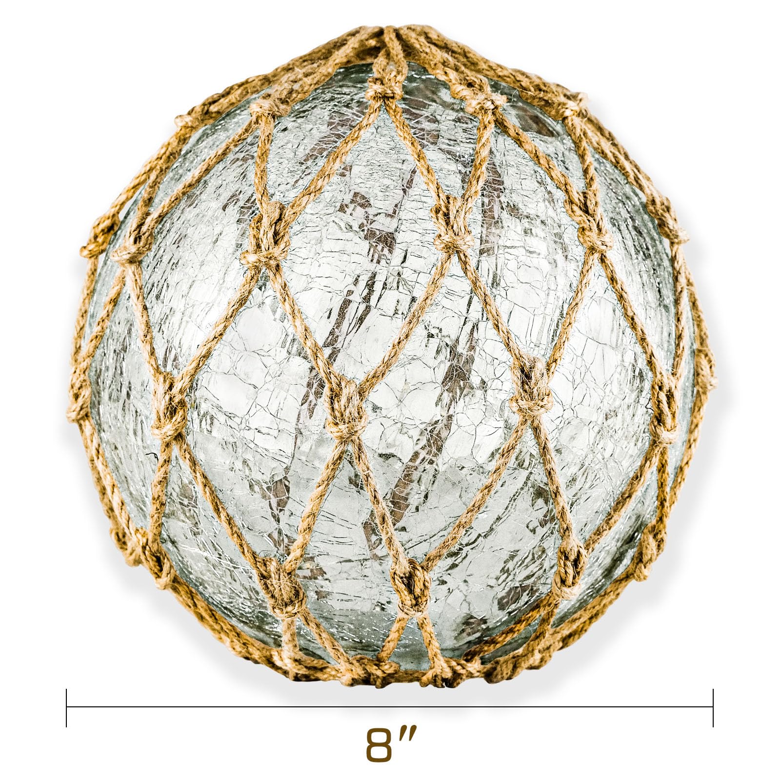 SAILINGSTORY Glass Fishing Float Nautical Lamp Coastal Beach Decor Cracked Glass Ball Night Light 8.6