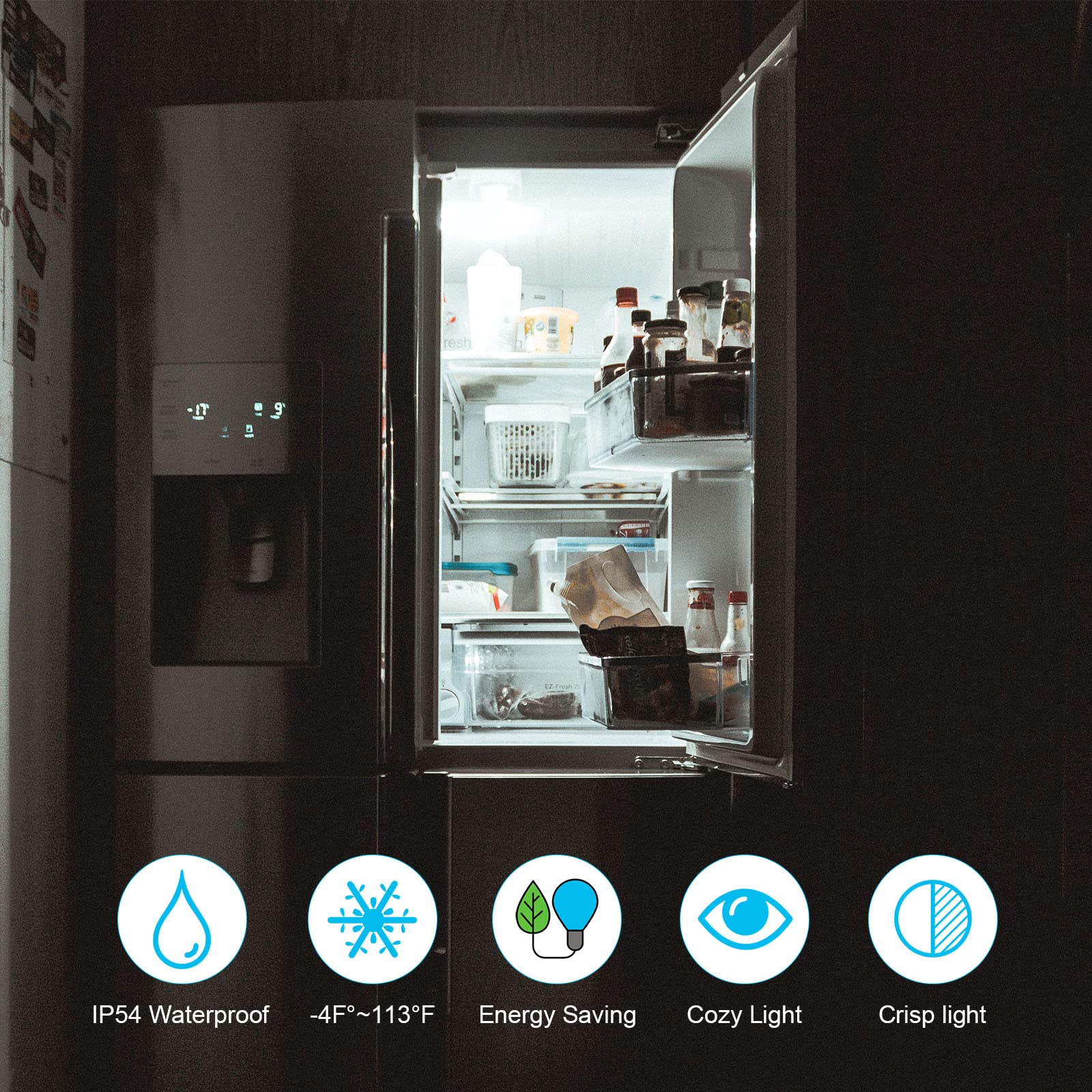 BROLSKUN E17 LED Freezer Light Bulb Replacement, 6W Equivalent 60W-70W, Daylight White, 800LM, Not Dimmable, 2 Pack