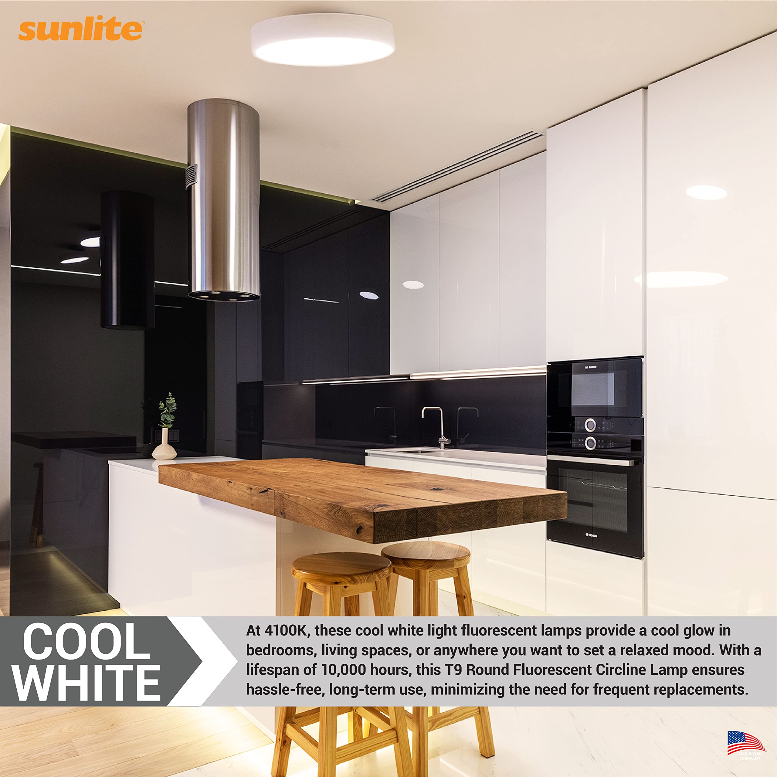 Sunlite 41524 FC16T9/CW T9 Round Fluorescent Circline Lamp, 40 Watts, 2600 Lumens, 4100K Cool White, RoHS Compliant, G10Q 4-Pin