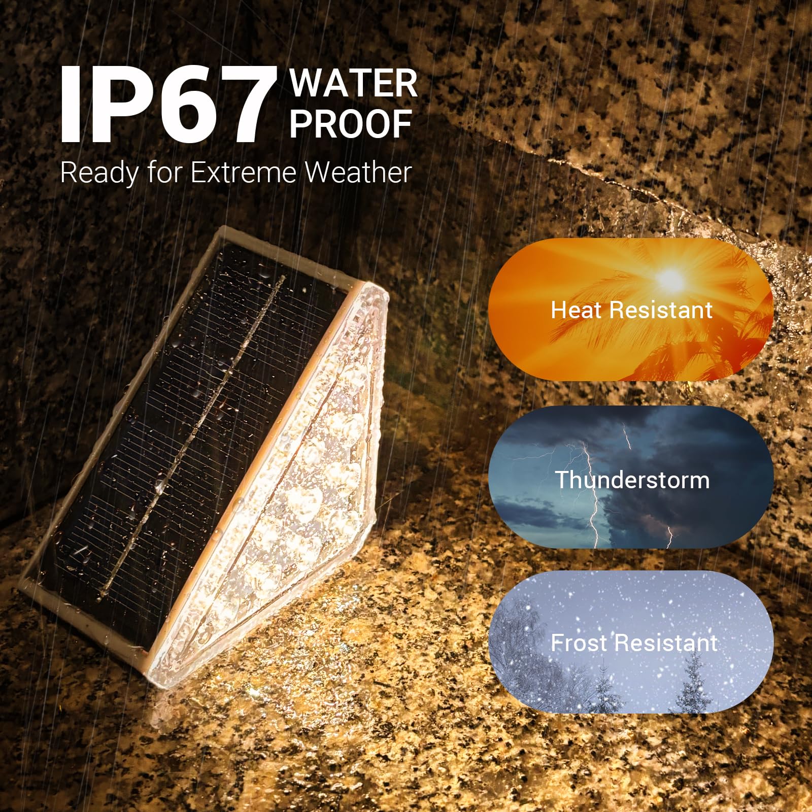 Niorsun 6 Pack Solar Stair Lights, Waterproof Ip67, Auto On/Off, Warm White Outdoor Step Lights