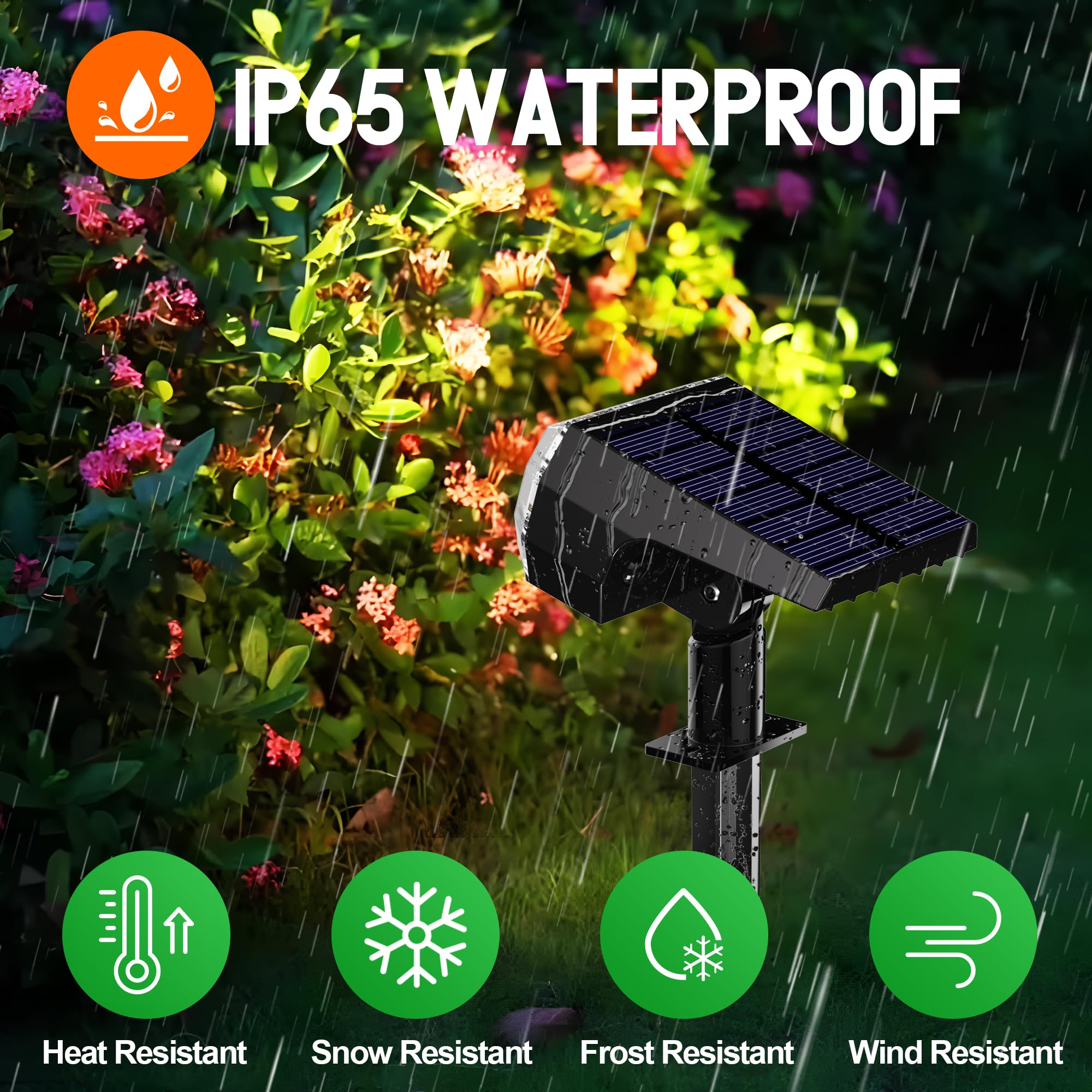 Hyrion 64 Led Solar Spot Lights Outdoor Waterproof, 3 Modes Solar Powered Landscape Lights For Yard, Garden, Pathway, Tree - Coo
