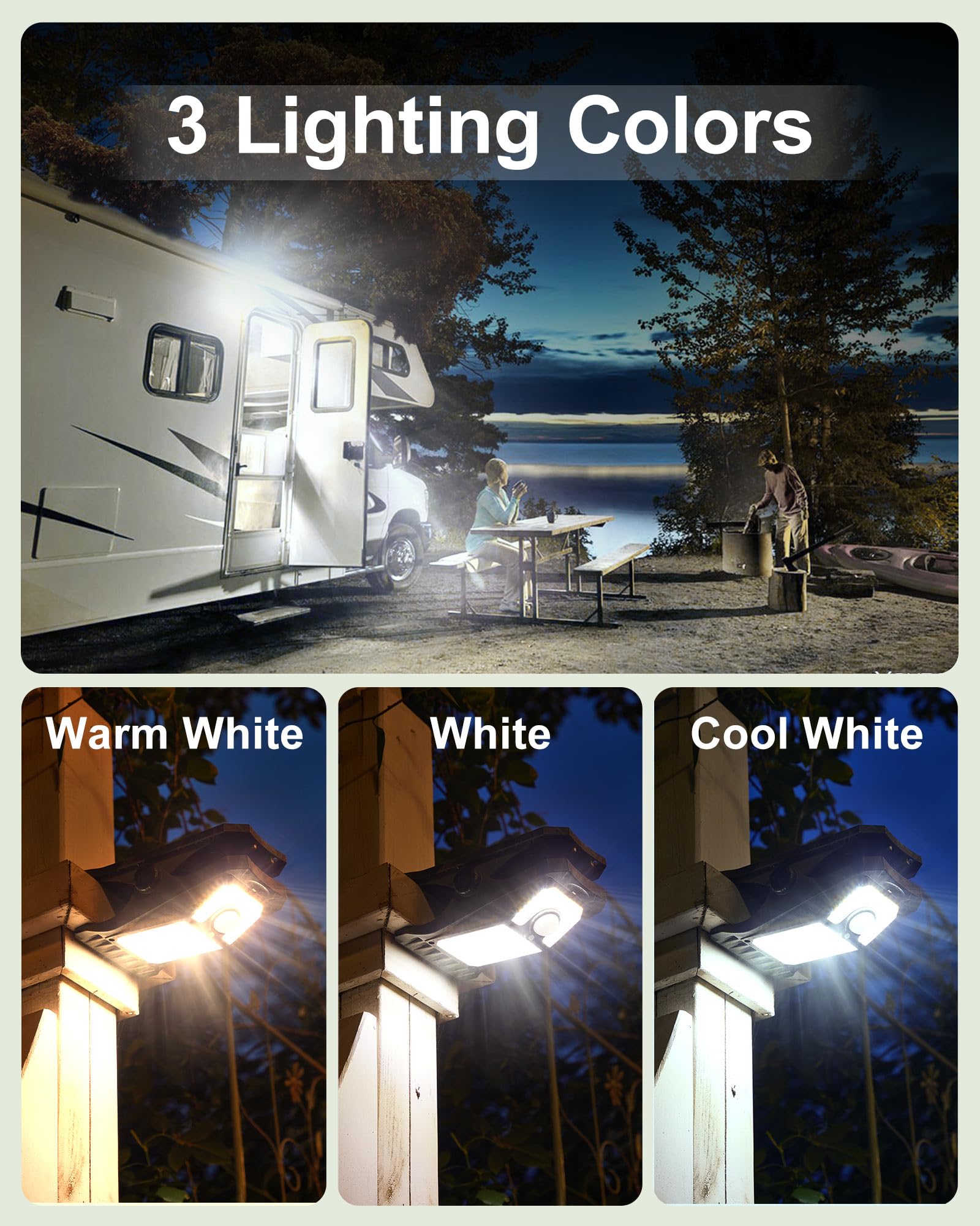 LIFENGSOLER 1000LM High Bright Solar Camping Lights, 118LED Solar Powered & USB Rechargeable Camping Essentials, IP68 Waterproof