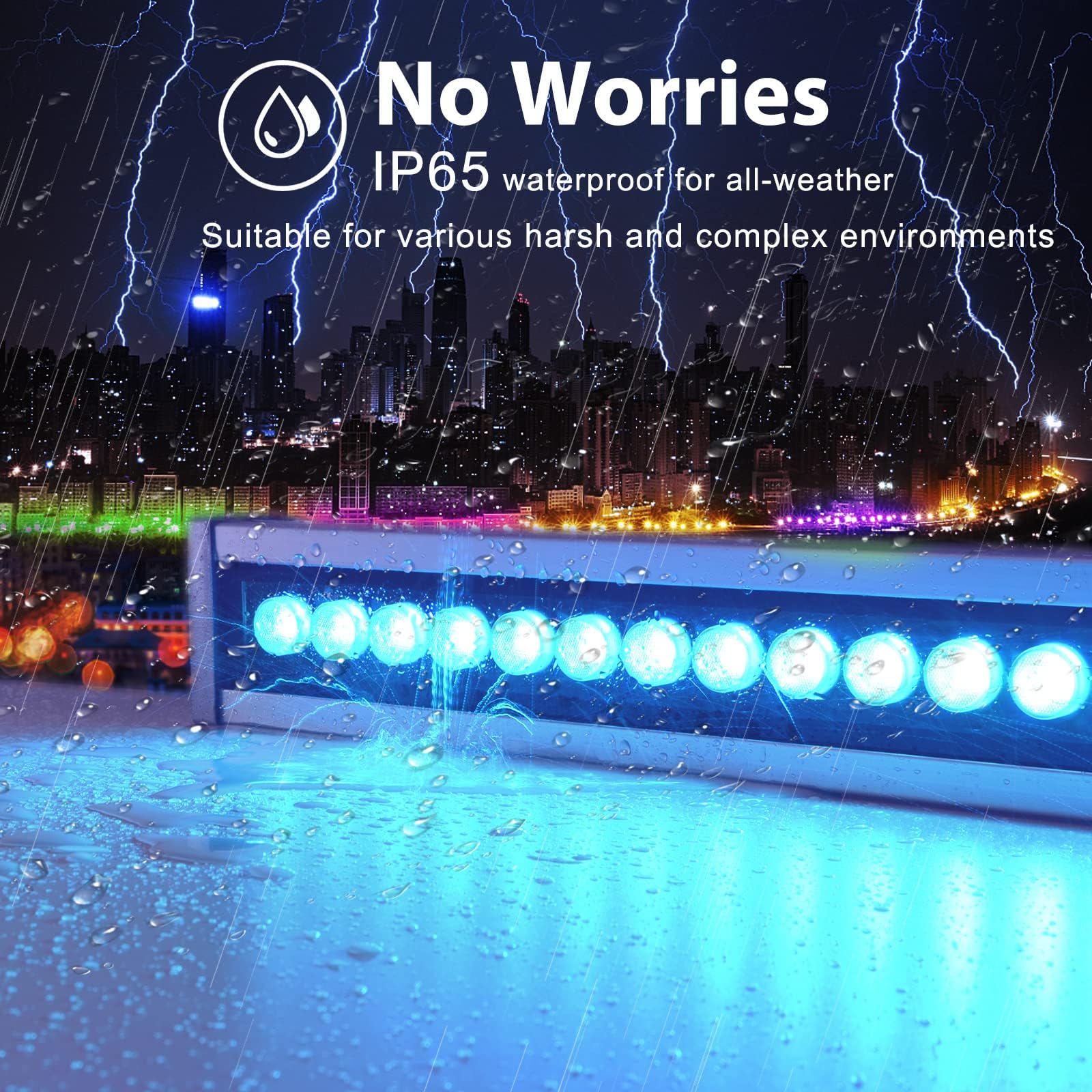 Hakkagrow 144W Led Wall Washer Light With Rf Remote, Waterproof Rgbw 5700K Color Changing Linear Light Bar, 40'' Long 120V Dimma