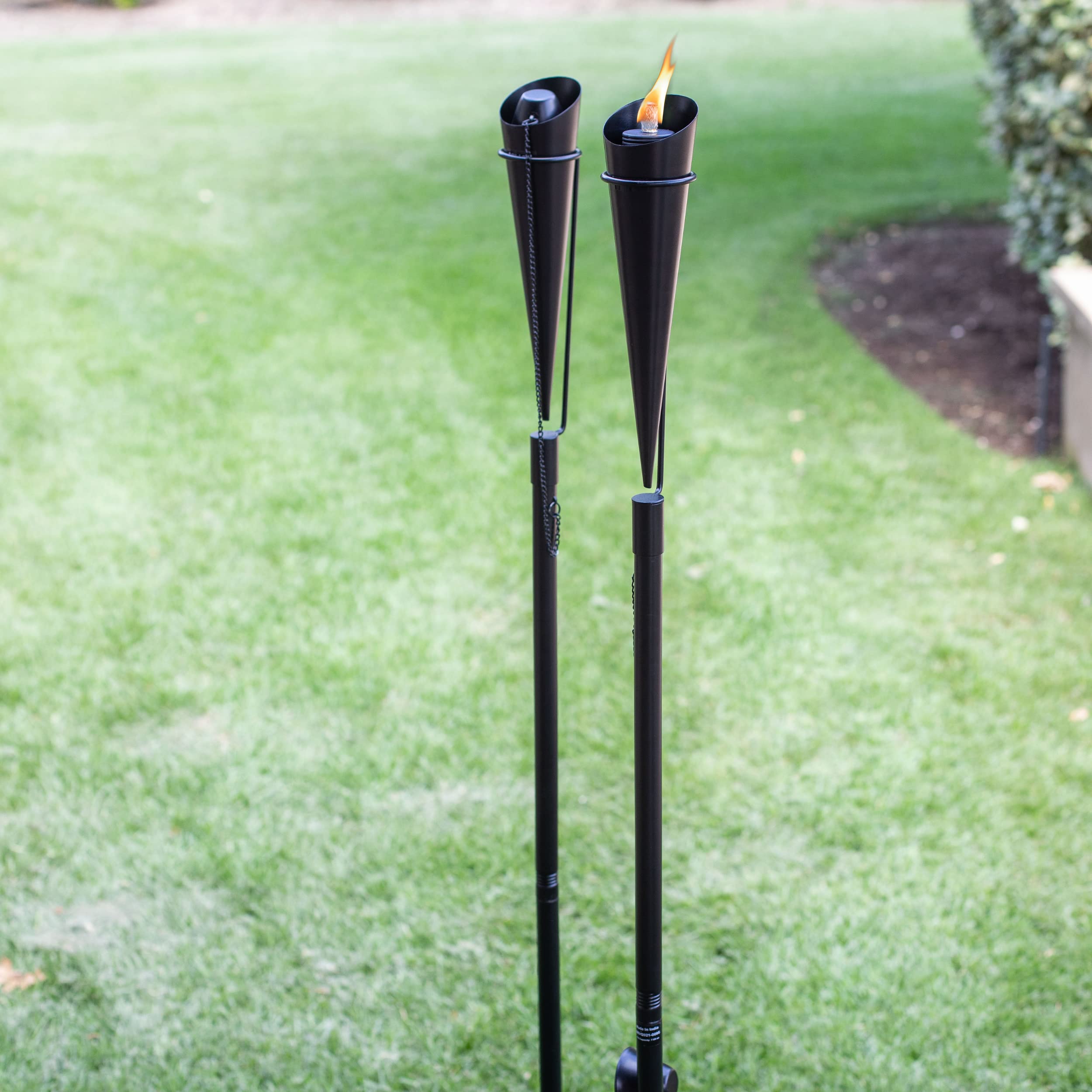 Birdrock Home Outdoor Torches - Weather Resistant, Citronella Compatible, 4 Pack, Ibiza Black