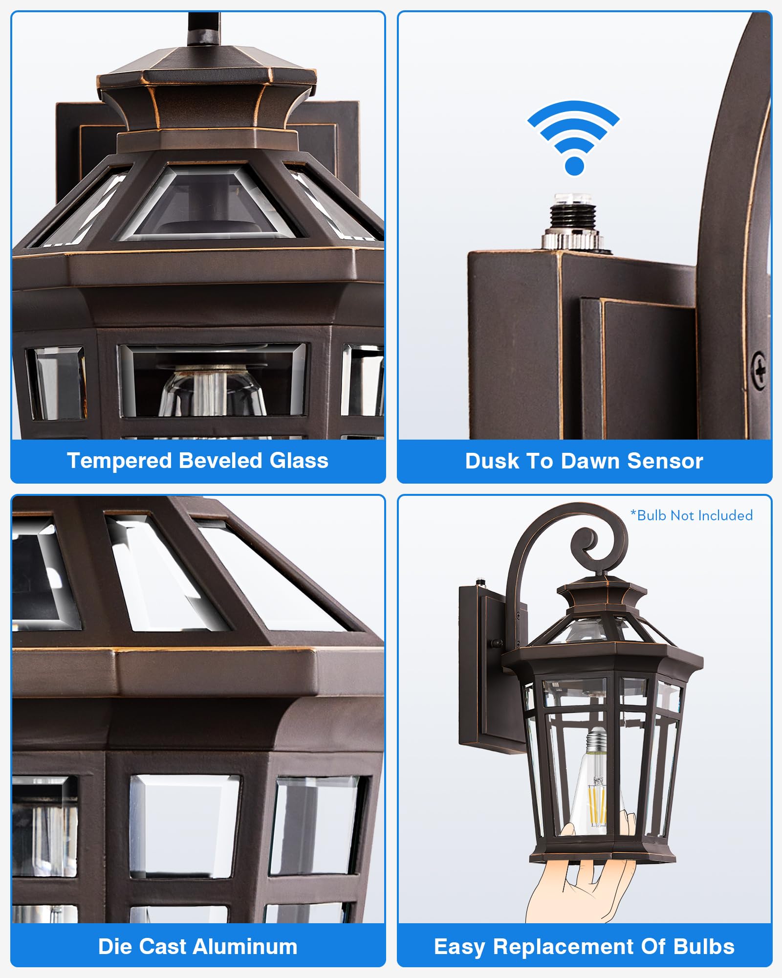 Opaxis Large 9 Outdoor Wall Lights Wall Mount  Dusk To Dawn Front Porch Lights  Oil Rubbed Bronze Outdoor Wall Lantern  Exterior Lighting Fixtures For Garage  Waterproof Patio Sconce Lights