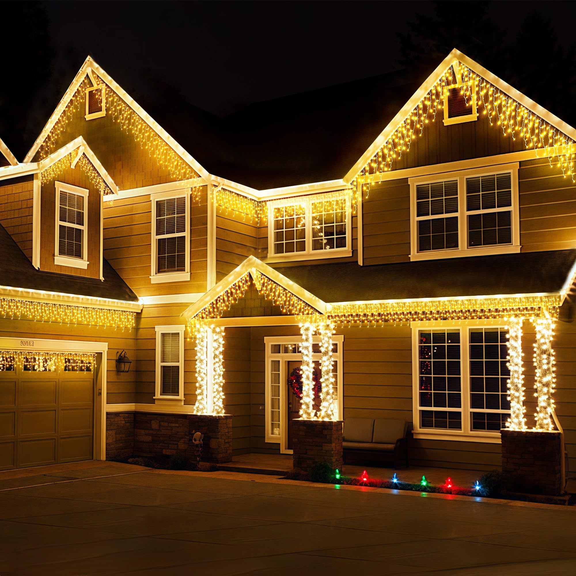 Wbao Led Christmas Lights Outdoor 800 Led 66Ft 150 Drops With Remote, 8 Modes Curtain Fairy Lights With Waterproof, Timer, Memor