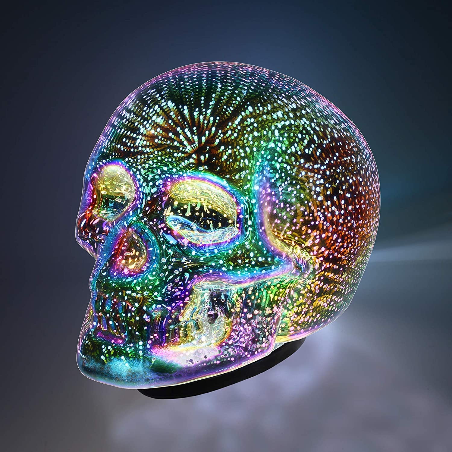 Tradeopia LED Skull Table Lamp - Multicolor, Requires 3 AAA Batteries, Ideal for Room & Desk Decor, Halloween Accent