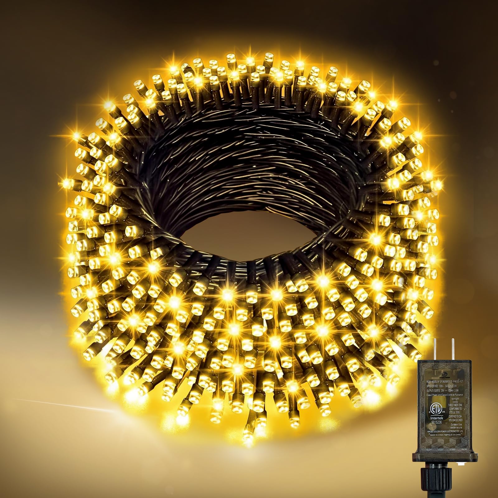 Nisocy 100FT LED String Lights - Waterproof Warm White Fairy Lights, Model YP0287US for Outdoor, Patio, Garden, Wedding Decor