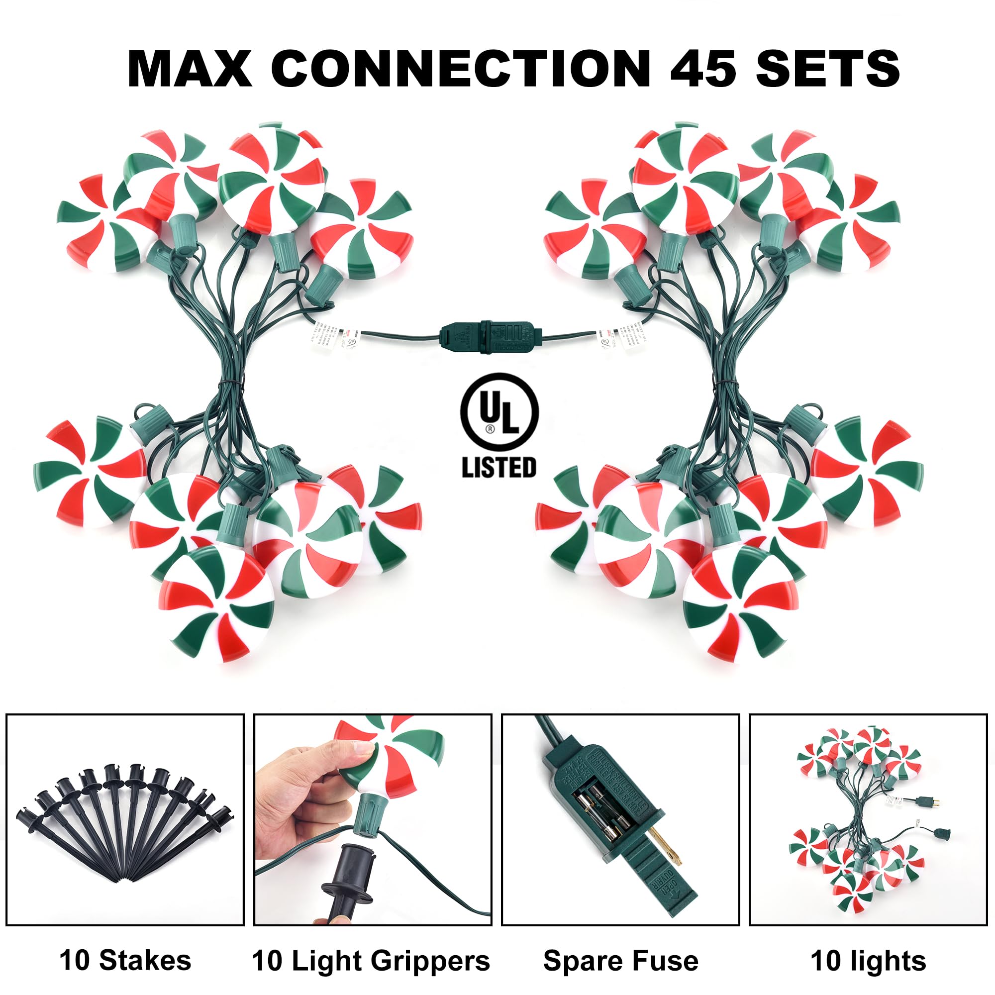 Ultimate Unicorn Christmas Lollipop Pathway Lights For Garden Christmas Decoration Red And Green, 10 Led Peppermint String Light