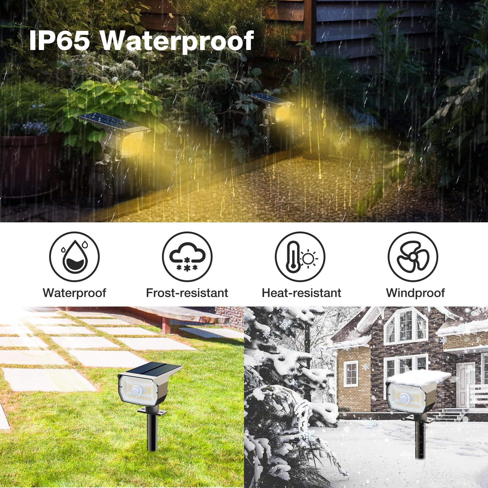 nipify Solar Spot Lights Outdoor 10 Pack - Motion Sensor, 3 Modes, Waterproof Landscape Lighting, Warm White
