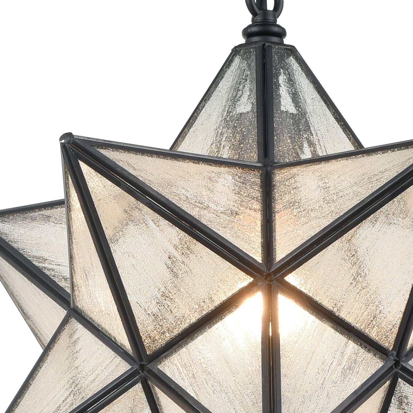CLAXY Modern Moravian Star Pendant Light, Seeded Glass, 16" Adjustable Chain, Model TB5088DU-40QP, Perfect for Kitchen, Porch, Dining, Foyer, Bedroom