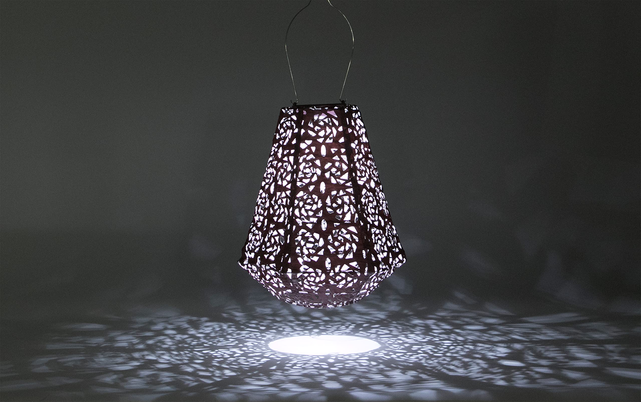 Allsop Outdoor Solar Lantern - 11in Soji Stella Prism - Metallic Orchid - Model 31839 - Stainless Steel