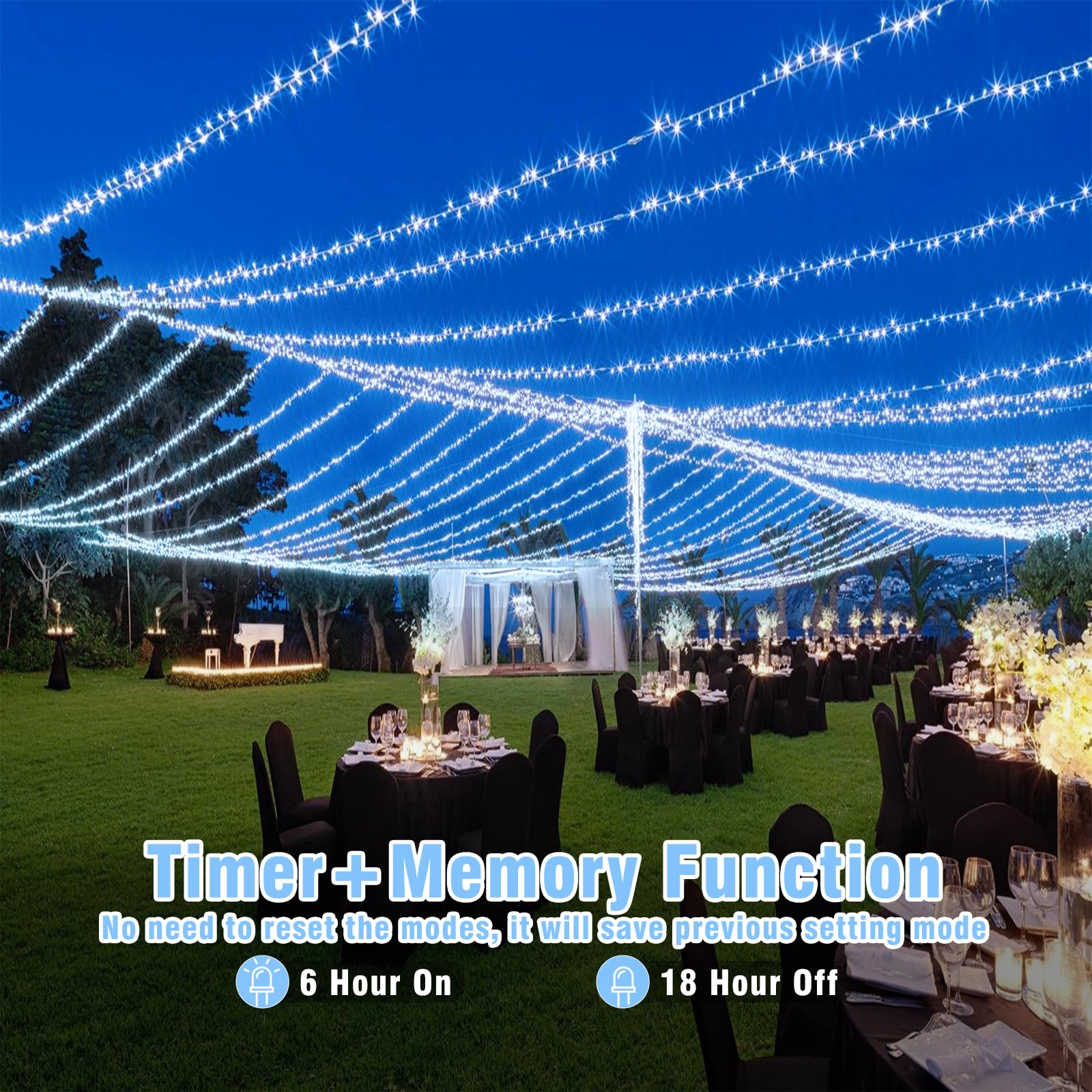 99Ft 300 Led String Lights Indoor - White Christmas Lights Outdoor Waterproof Clear Wire, 8 Modes Connectable Twinkle Fairy Stri