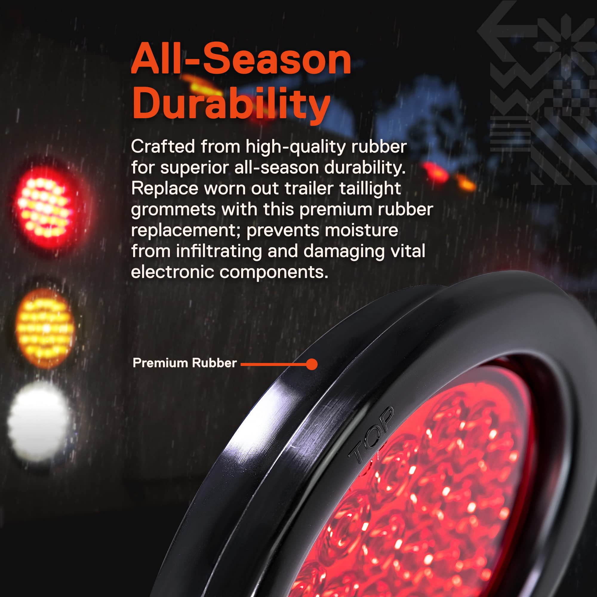 Online Led Store True Mods Black Rubber Grommet For Universal 4&quot; Round Taillights [Easy Installation] [Durable Rubber] For Trailers Rv & Trucks