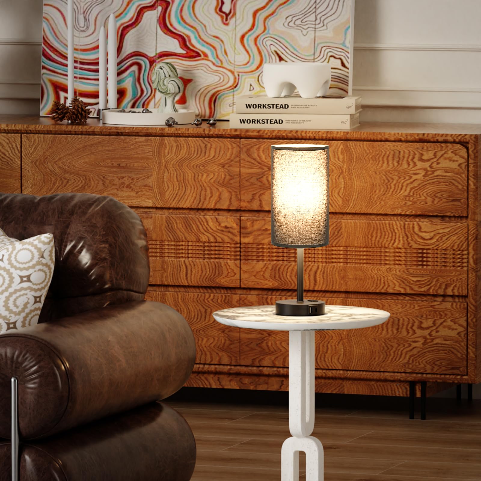 17.4Inches Tall Black Touch Table Lamps Set - 3 Way Dimmable Bedside Lamps With Usb C And A Ports, Small Lamps For Nightstand Wi